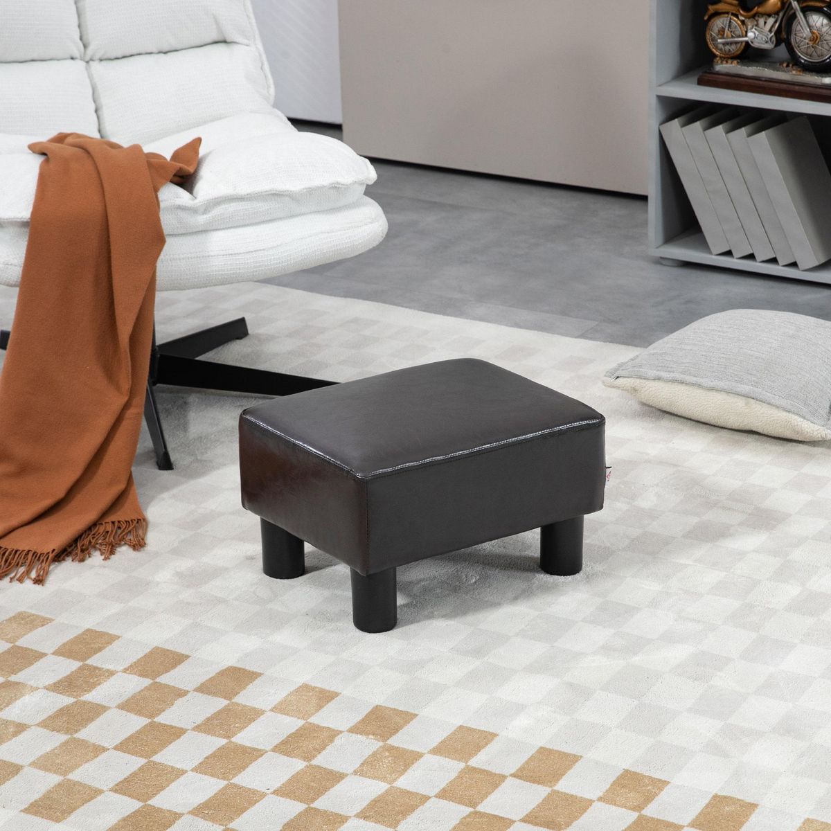 HOMCOM Pouf repose-pied charge max. 100 Kg dim. 40L x 30l x 24H cm synthétique chocolat
