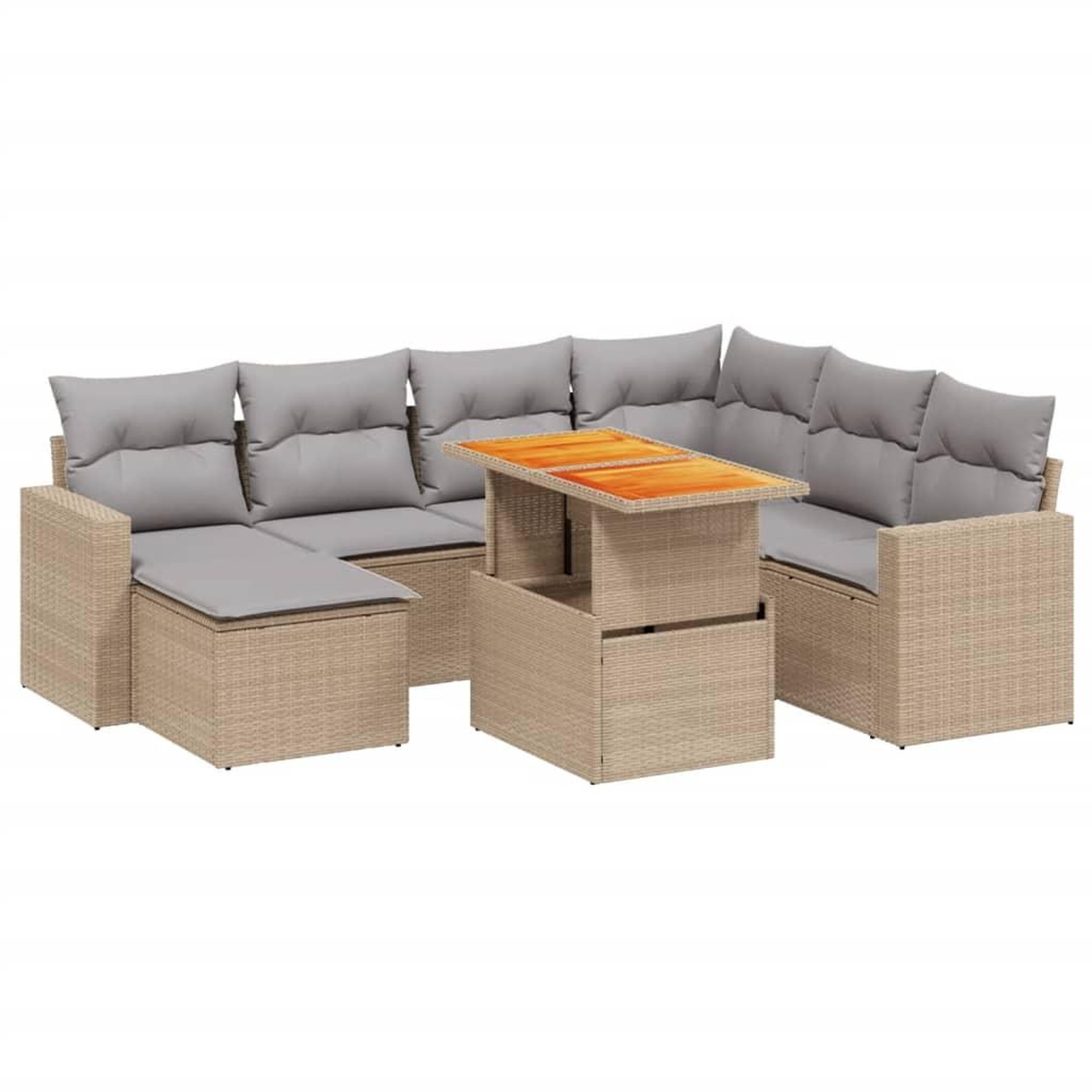 Voir la diapositive 2 : VIDAXL Salon de jardin avec coussins 8 pcs beige resine tressee