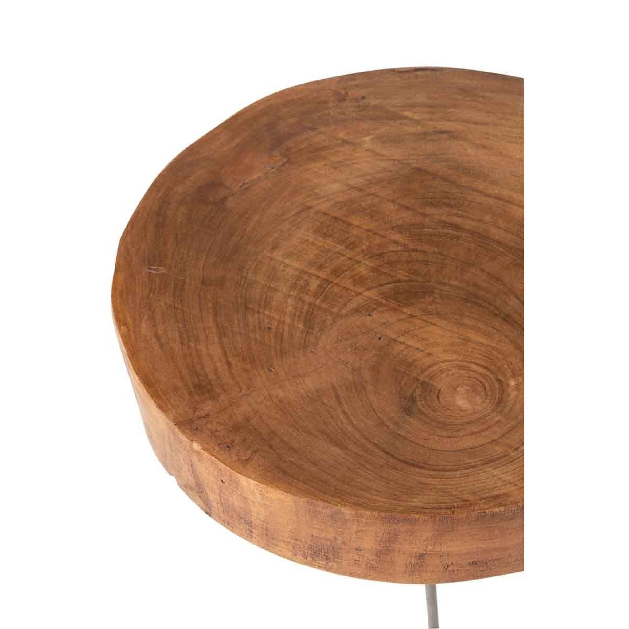 Voir la diapositive 3 : J-LINE Lot de 2 tables d'appoint  wood paulownia  50cm marron