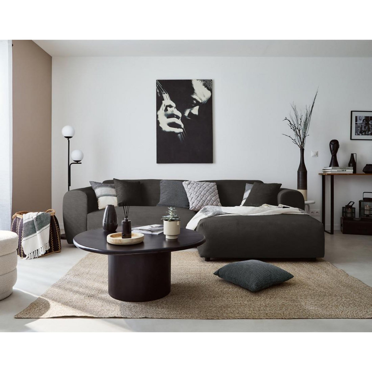 LISA DESIGN Aumance - canapé d'angle droit 4 places - en velours côtelé