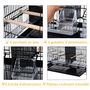 Voir la diapositive 4 : PAWHUT PawHut Cage à oiseaux dim. 59,5L x 29,8I x 35,3H cm mangeoires perchoirs 4 portes plateau excrément amovible + poignée transport métal PP noir