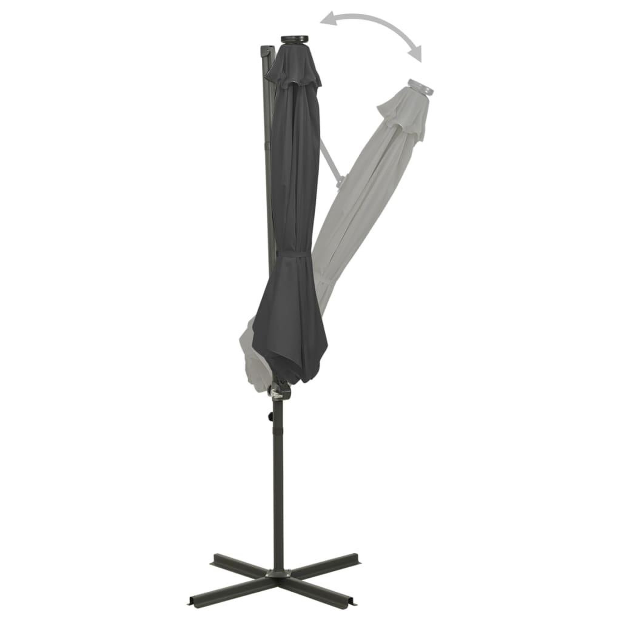 Voir la diapositive 3 : VIDAXL Parasol de jardin en porte-a-faux avec mat et lumieres LED