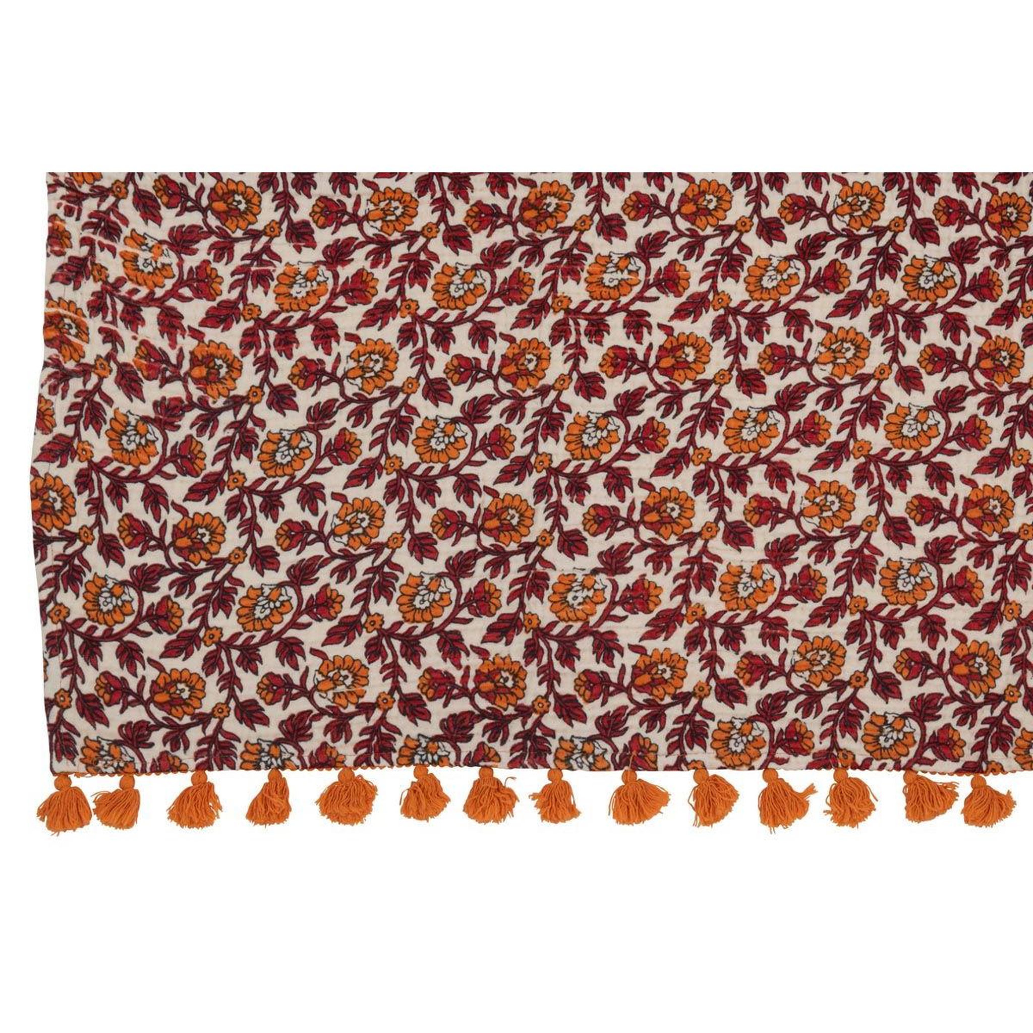 Voir la diapositive 4 : J-LINE Plaid imprimé  fleurs  130x180cm orange