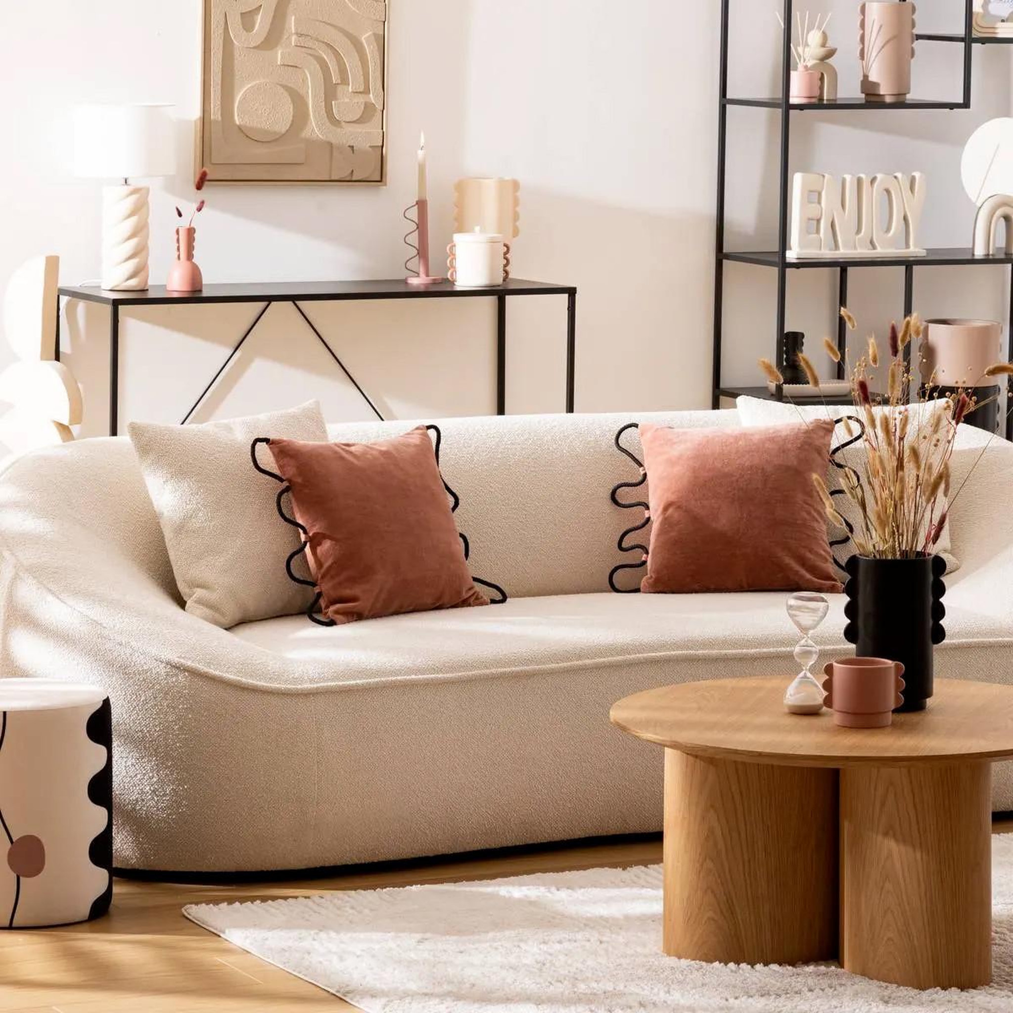 Voir la diapositive 4 : ATMOSPHERA Canapé 3 places bouclette  ostuni  232cm blanc