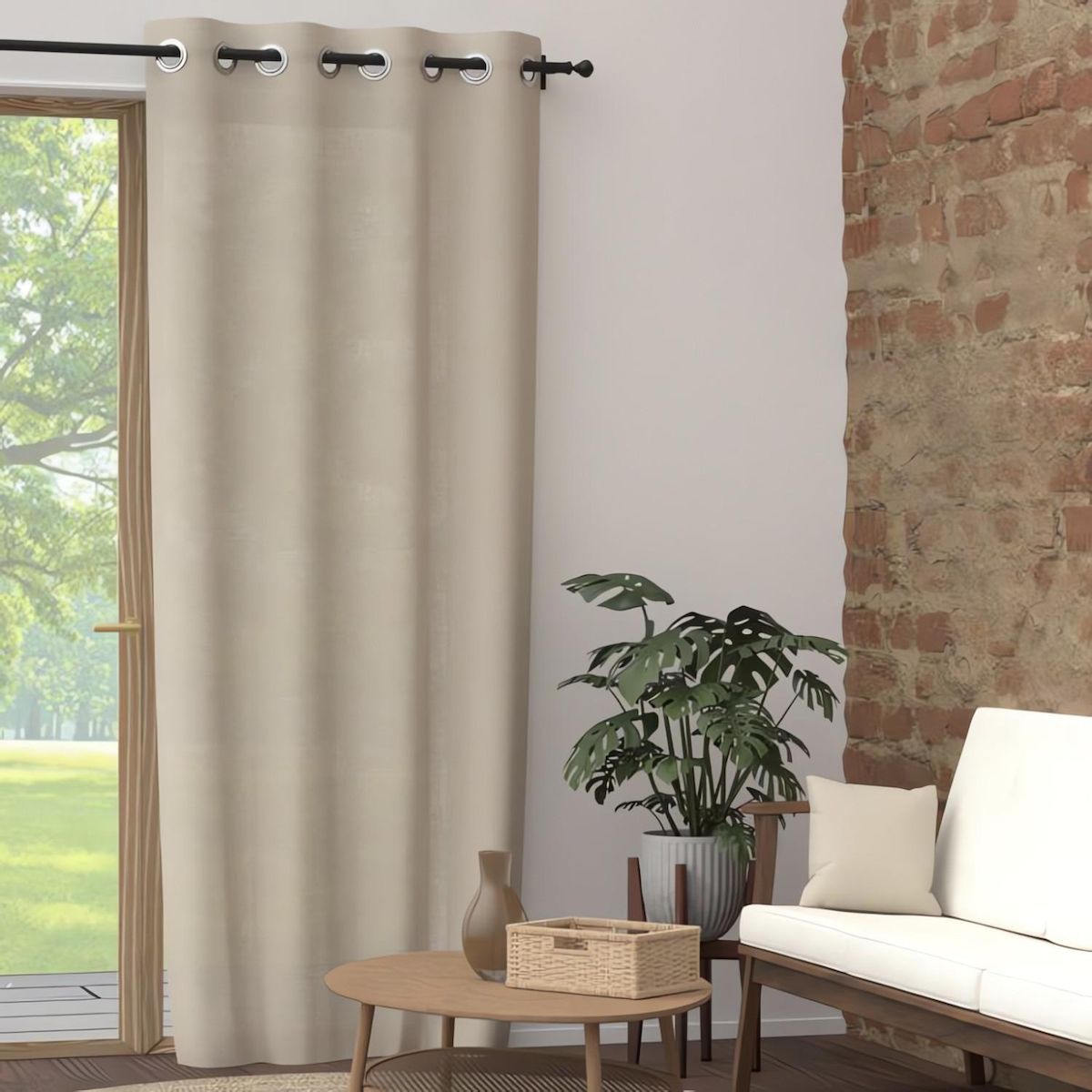 SOLEIL D'OCRE Rideau à oeillets pur coton PANAMA, par Soleil d'Ocre