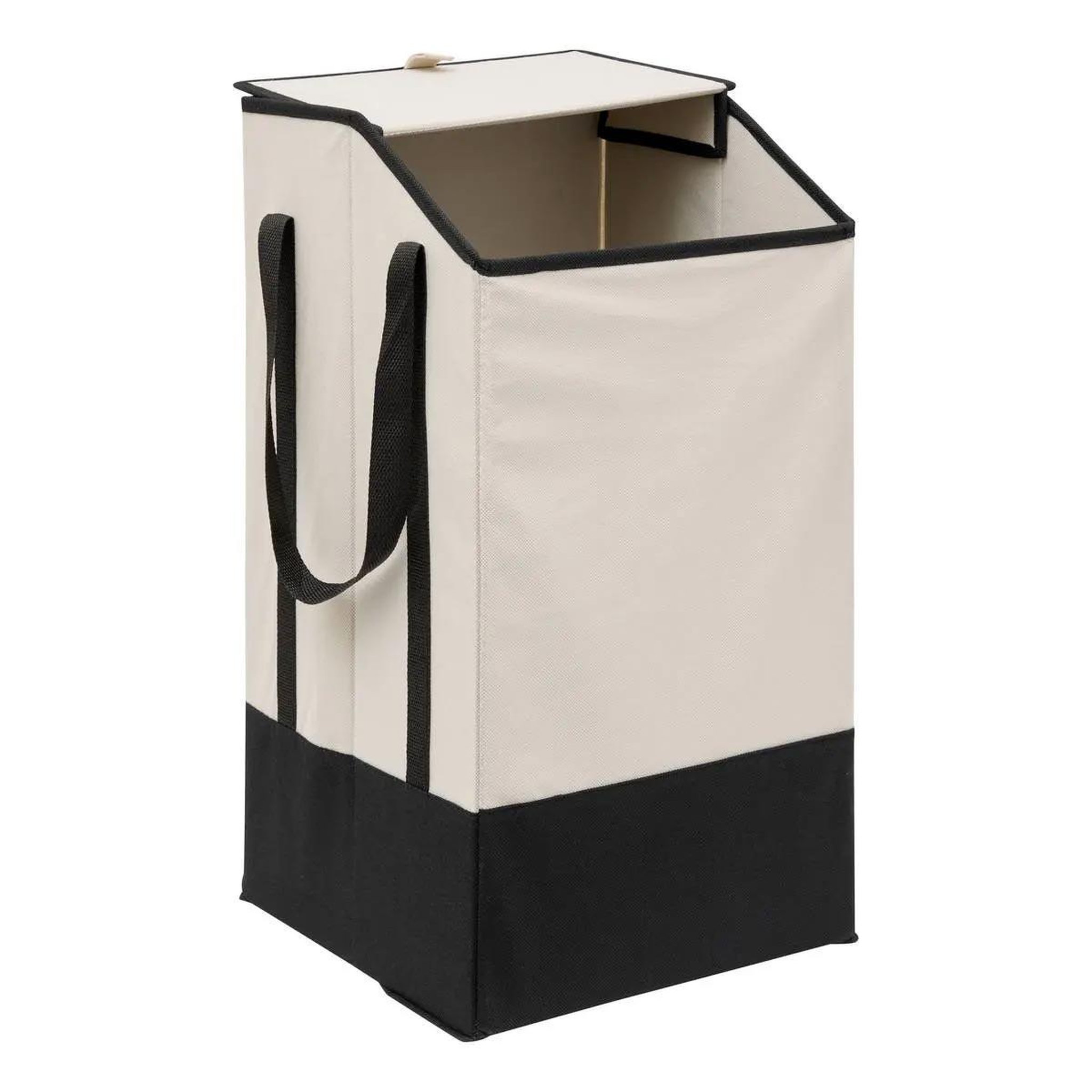 Voir la diapositive 2 : FIVE Panier à linge en tissu  bicolore  45l beige