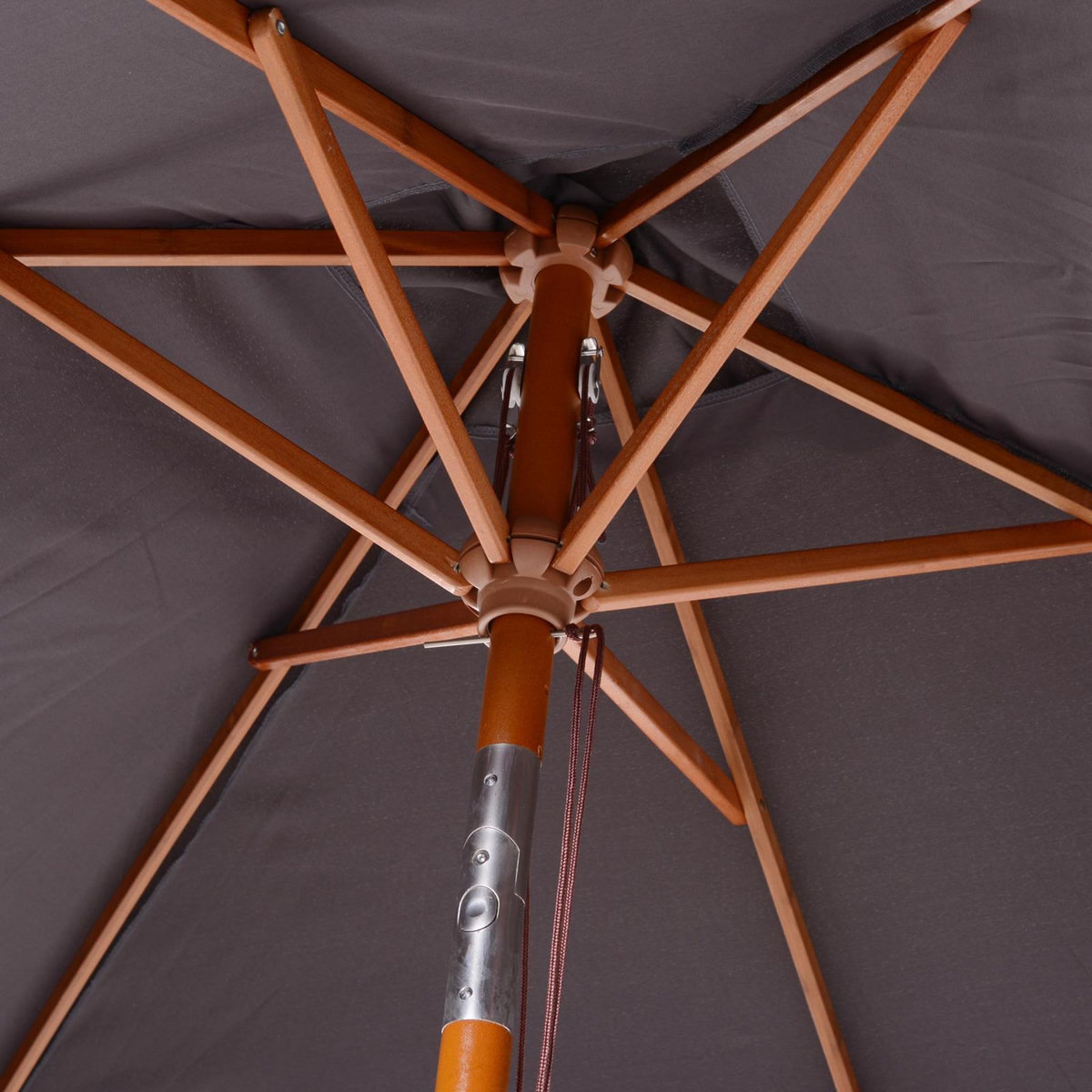 OUTSUNNY Parasol rectangulaire inclinable bois polyester haute densité 2L x 1,5l x 2,3H m gris foncé
