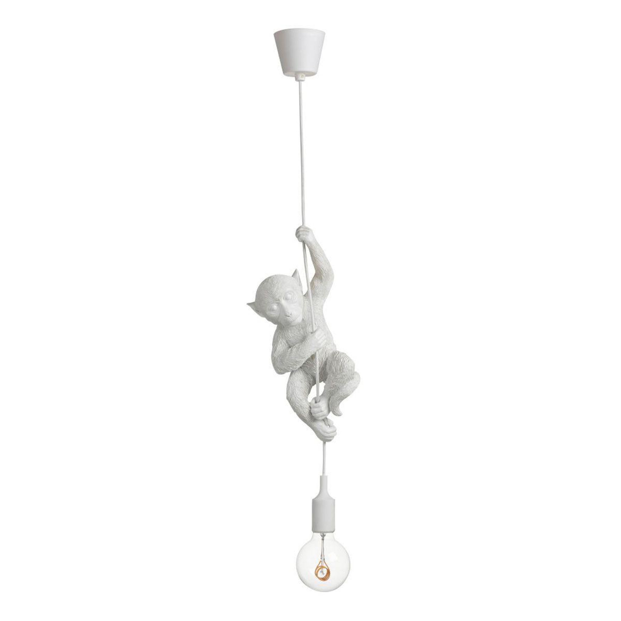 J-LINE Lampe suspension design  singe déco  96cm blanc