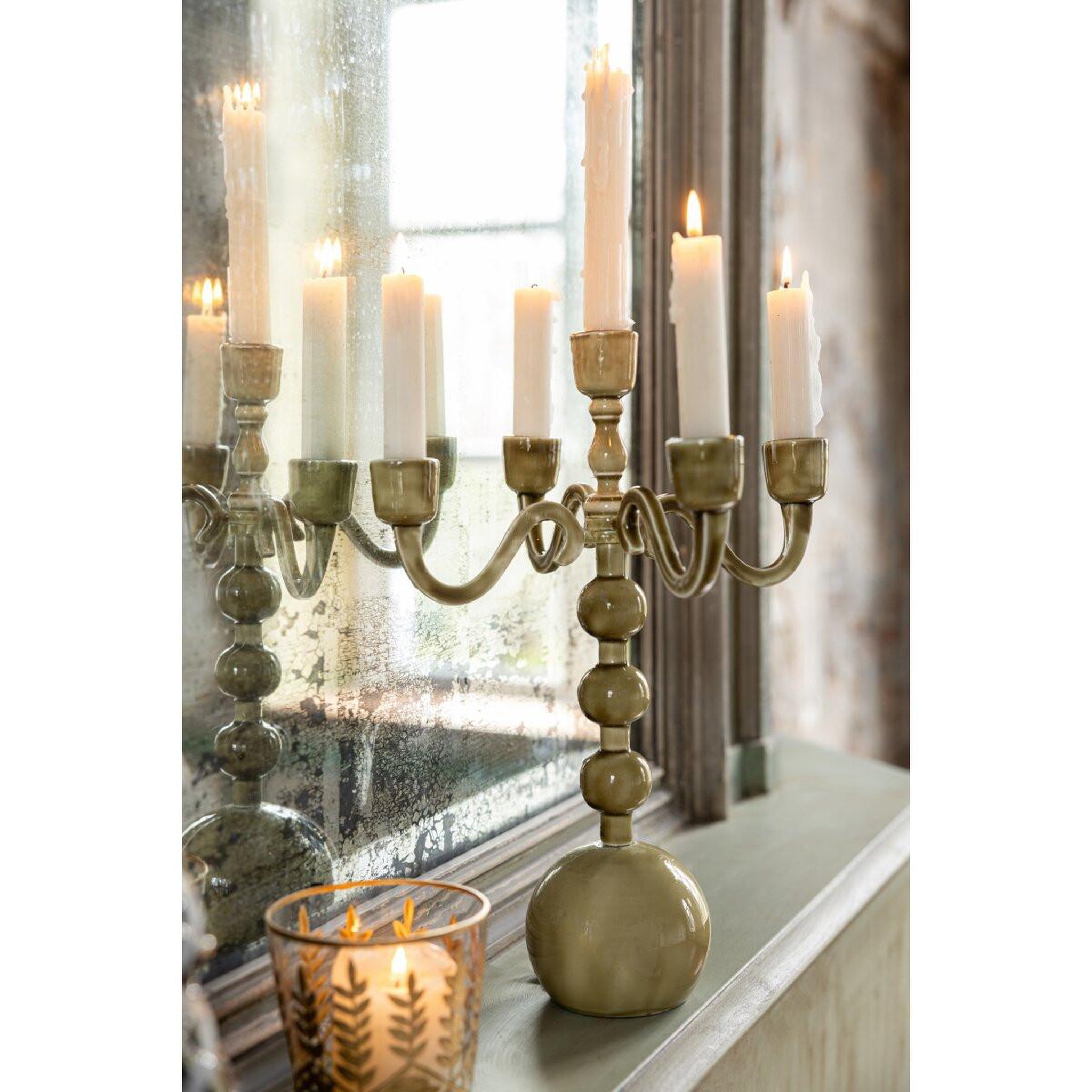 Voir la diapositive 3 : J-LINE Chandelier 5 branches  kaya  35cm vert