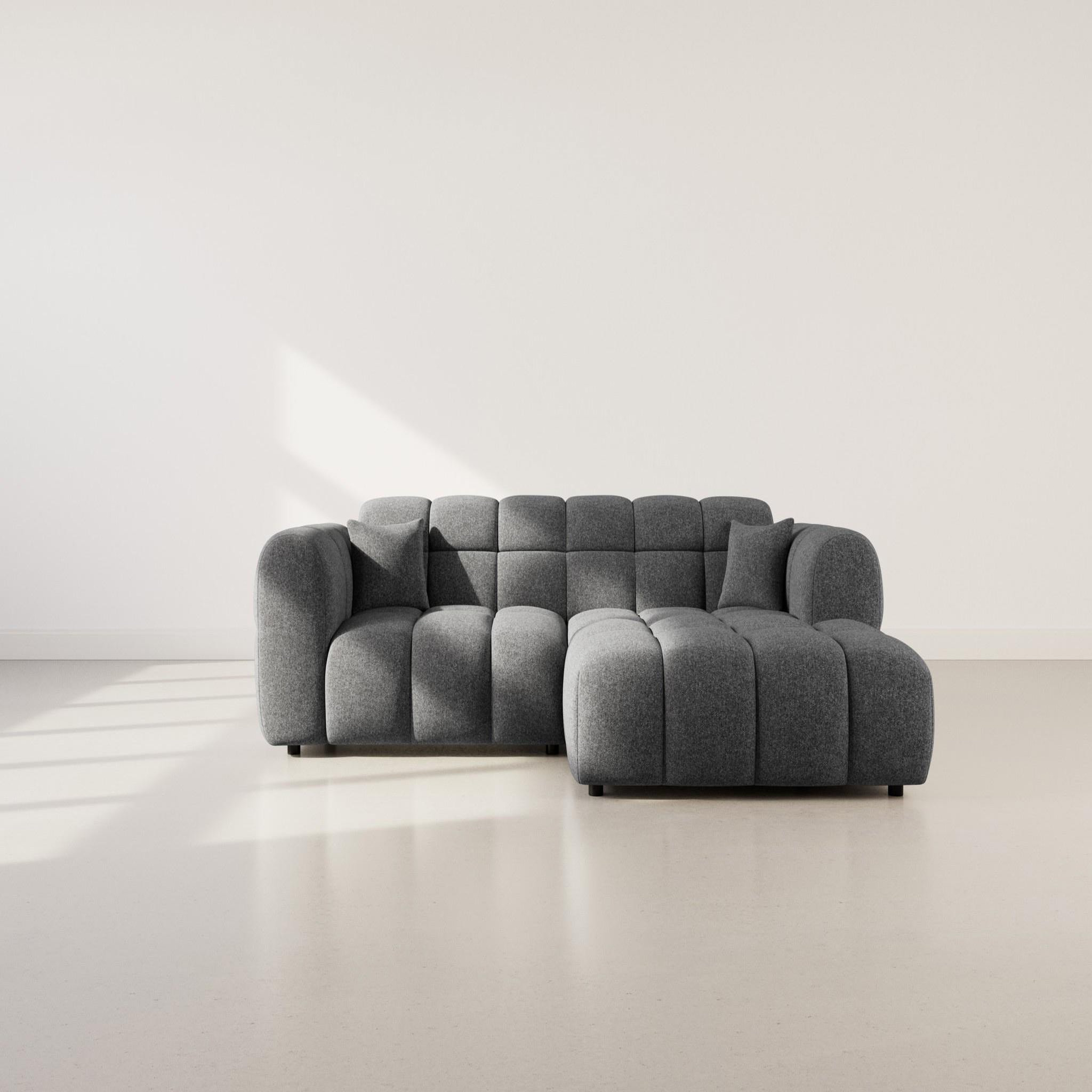 Voir la diapositive 2 : BEST MOBILIER Mini ray - canapé d'angle droit 4 places en tissu texturé