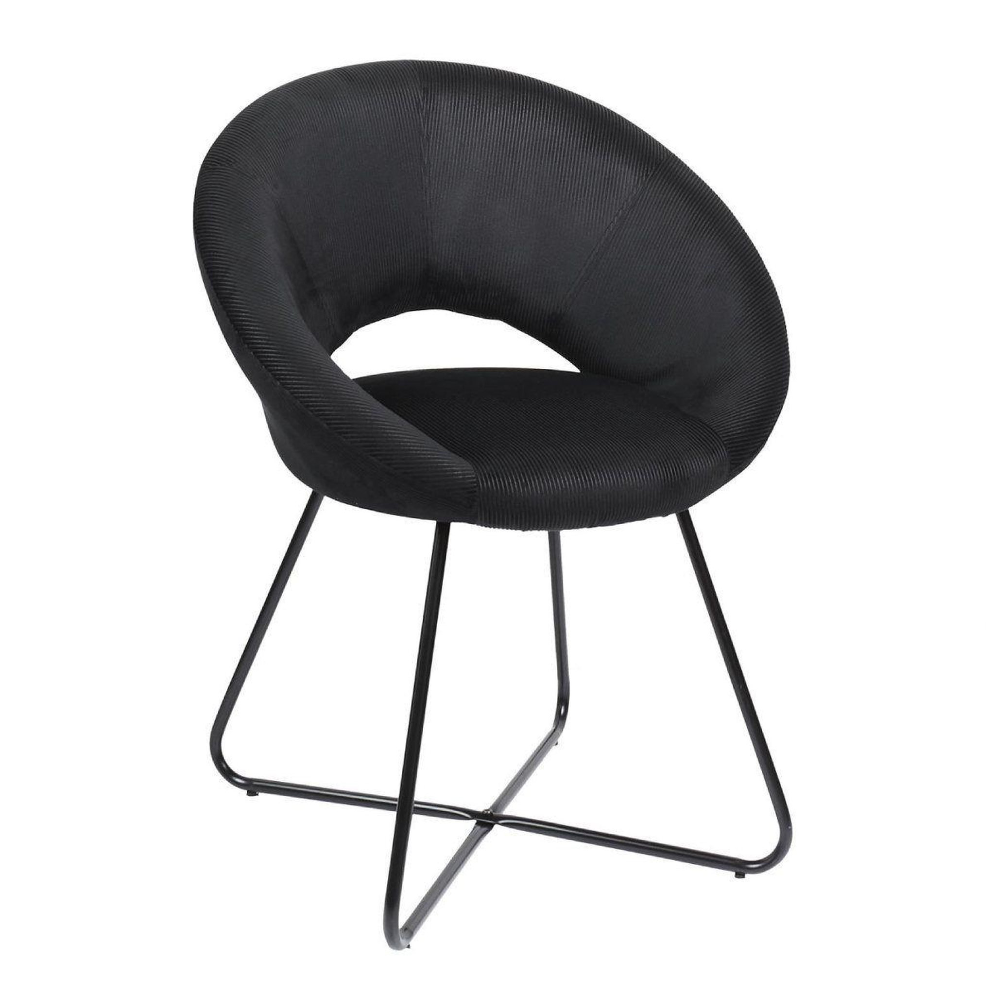 The Home Deco Factory Fauteuil design velours côtelé  giulia  84cm noir