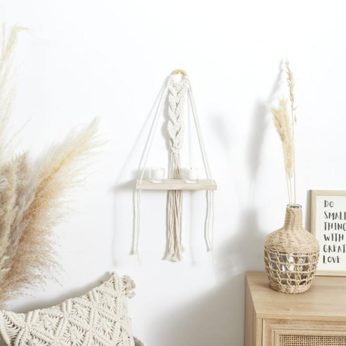 Paris Prix Étagère Murale Déco  Boho  62cm Beige