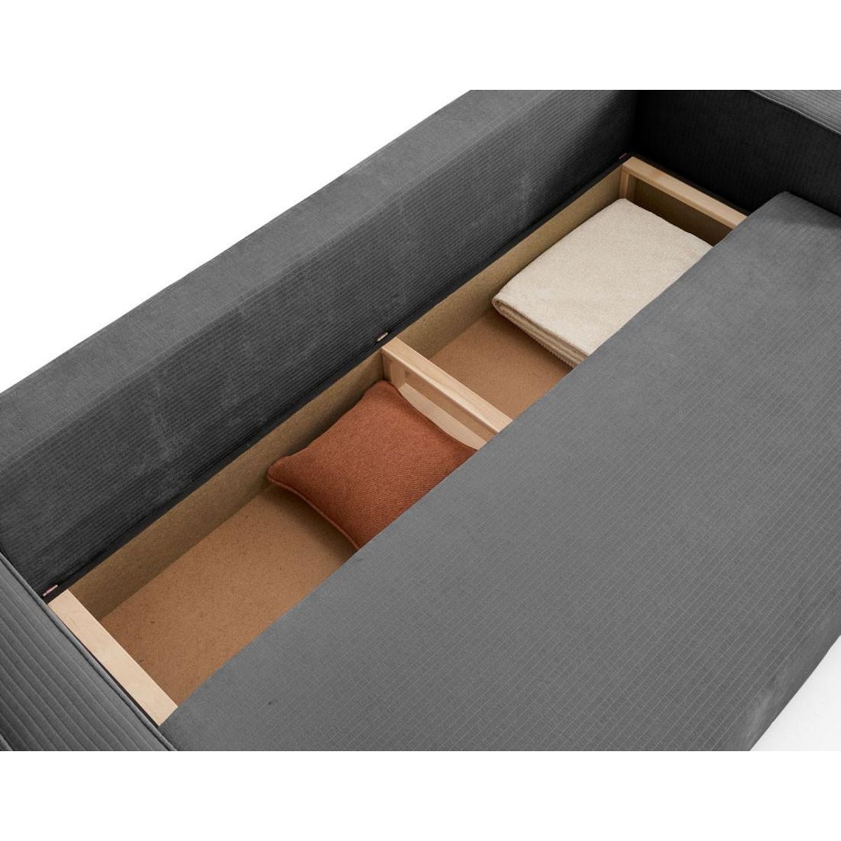 BEST MOBILIER Topaze - canapé 3 places - convertible avec coffre - en velours côtelé plat