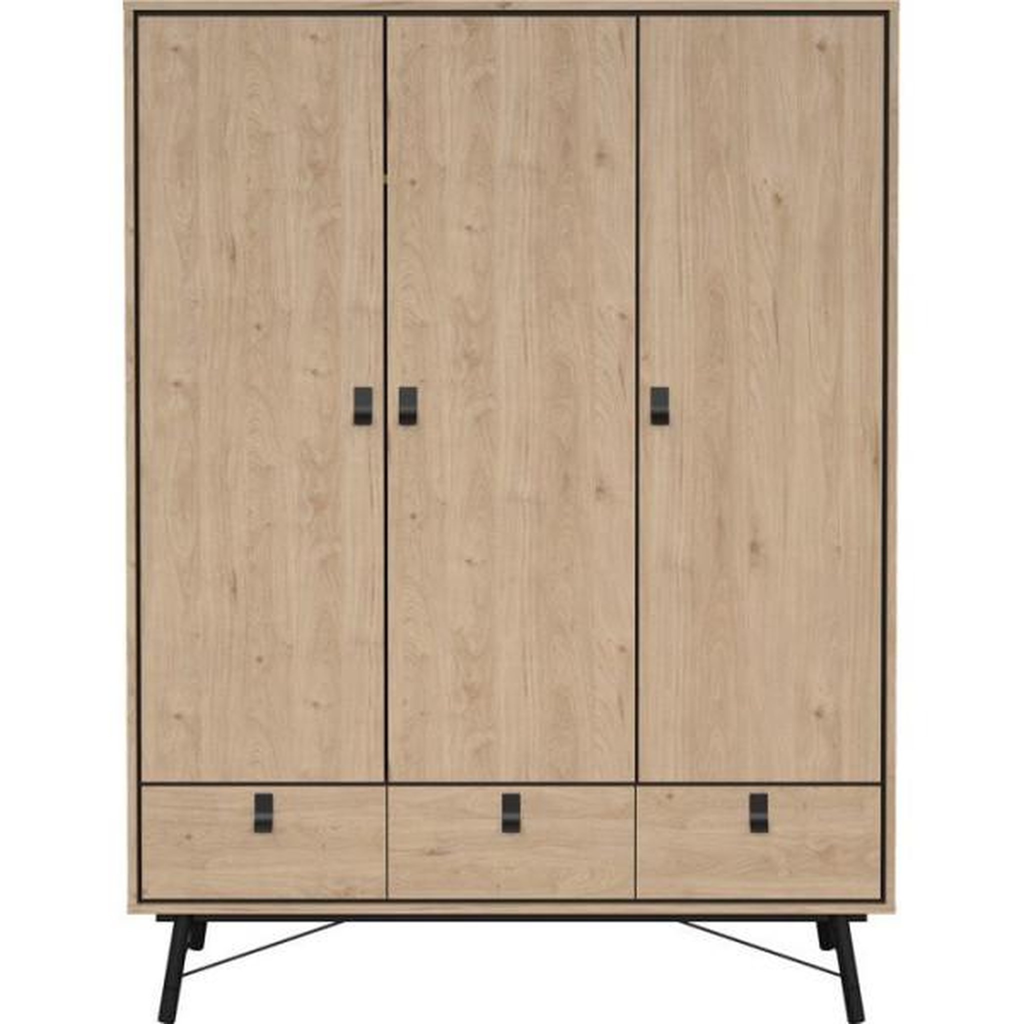 Voir la diapositive 4 : MARKET24 Armoire de chambre - RY - Chene Jackson Hickory - 3 portes - 3 tiroirs - 150,2 x 60,1 x 200,4 cm