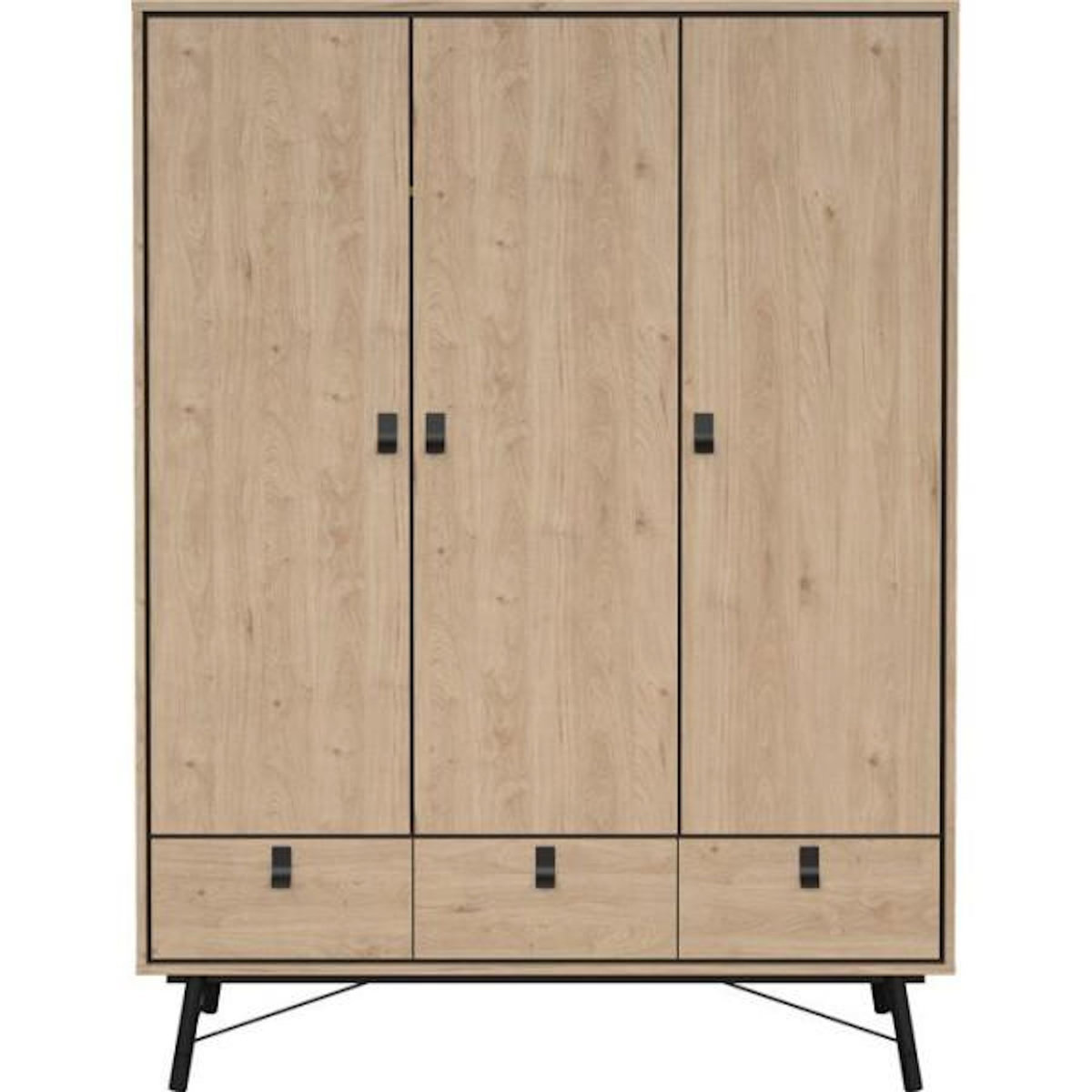 MARKET24 Armoire de chambre - RY - Chene Jackson Hickory - 3 portes - 3 tiroirs - 150,2 x 60,1 x 200,4 cm