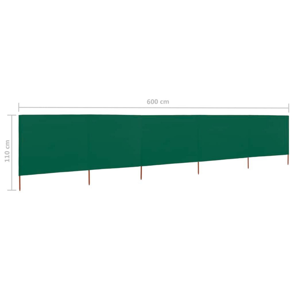 VIDAXL Paravent 5 panneaux Tissu 600 x 80 cm Vert
