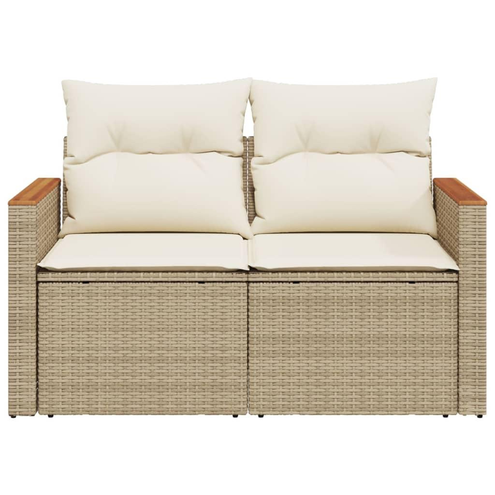 Voir la diapositive 4 : VIDAXL Canape de jardin avec coussins 2 places beige resine tressee