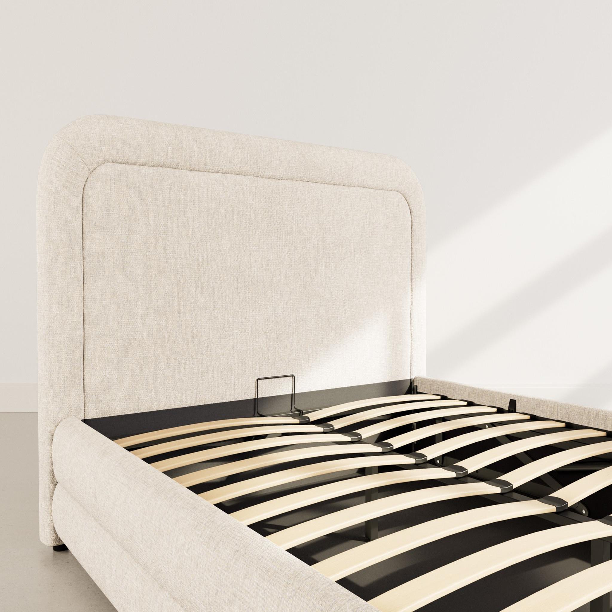 Voir la diapositive 4 : BEST MOBILIER Babel - lit coffre queen size - 160x200 cm - en velours texturé - sommier inclus
