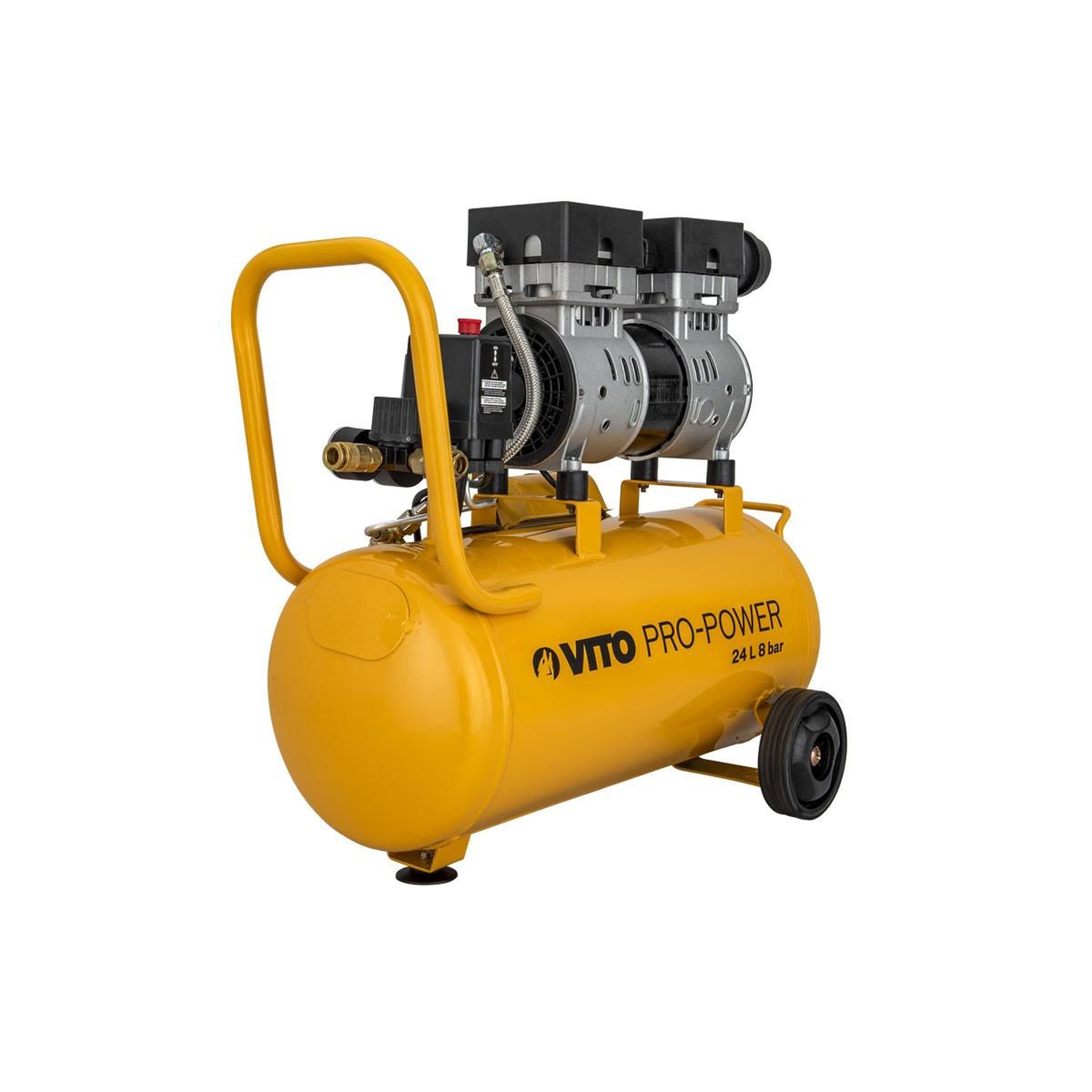 Voir la diapositive 2 : VITO Pro-Power Compresseur d'air Silencieux 24 Litres  8 bar 1CV 750W VITO