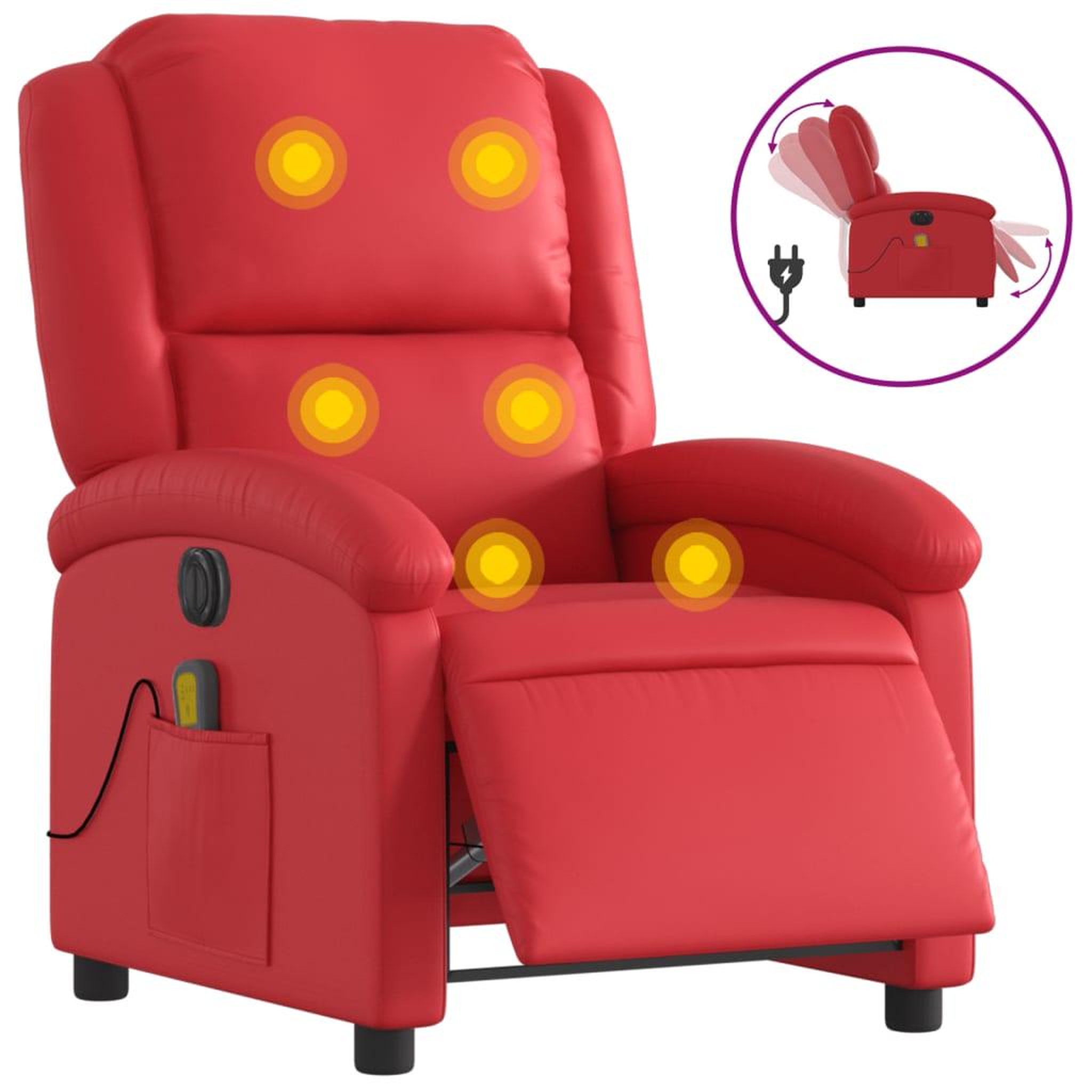 Voir la diapositive 2 : VIDAXL Fauteuil de massage inclinable electrique rouge similicuir