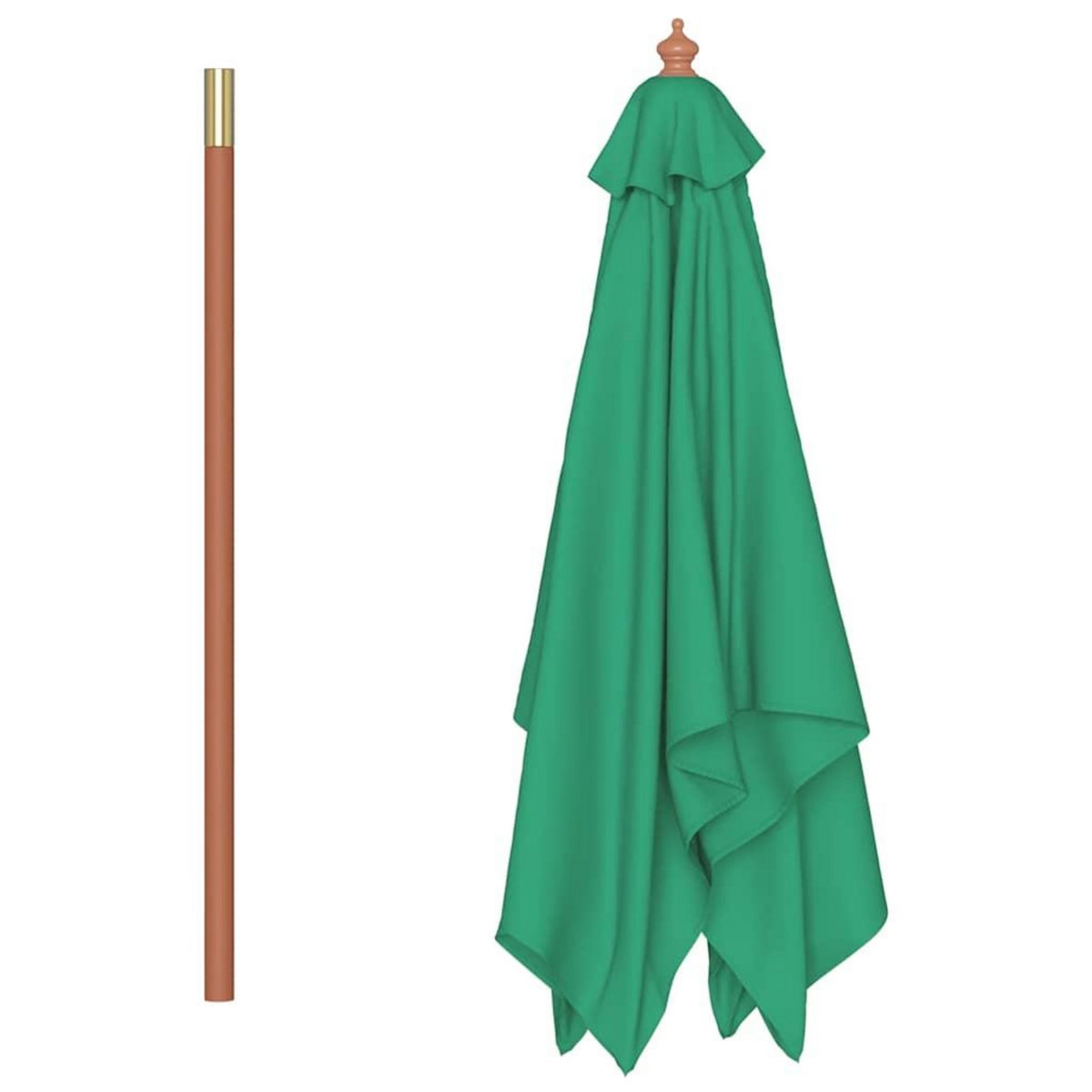 VIDAXL Parasol d'exterieur avec mat en bois 150x200 cm vert