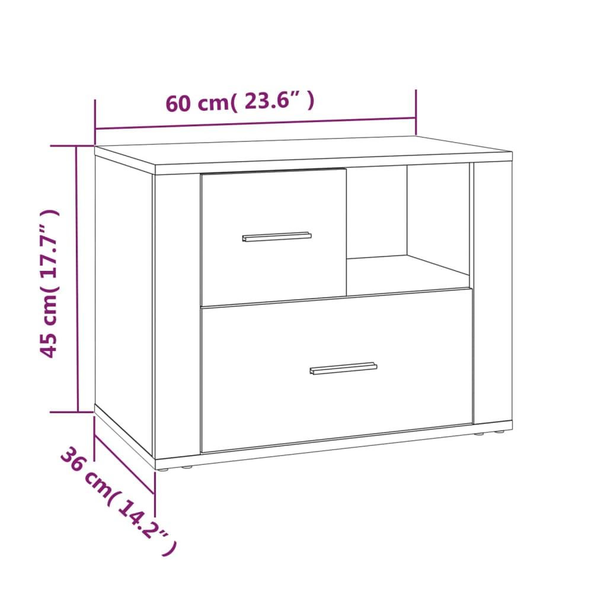 Voir la diapositive 6 : VIDAXL Table de chevet Gris beton 60x36x45 cm Bois d'ingenierie