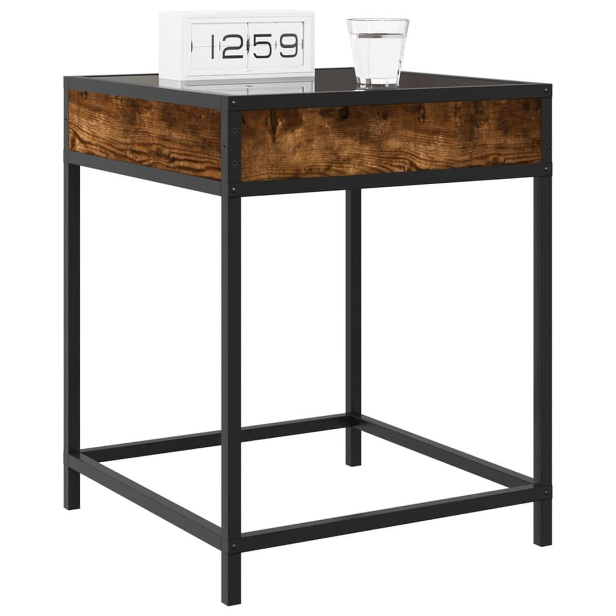 Voir la diapositive 5 : VIDAXL Table de chevet avec LED infini chene fume 40x40x51 cm