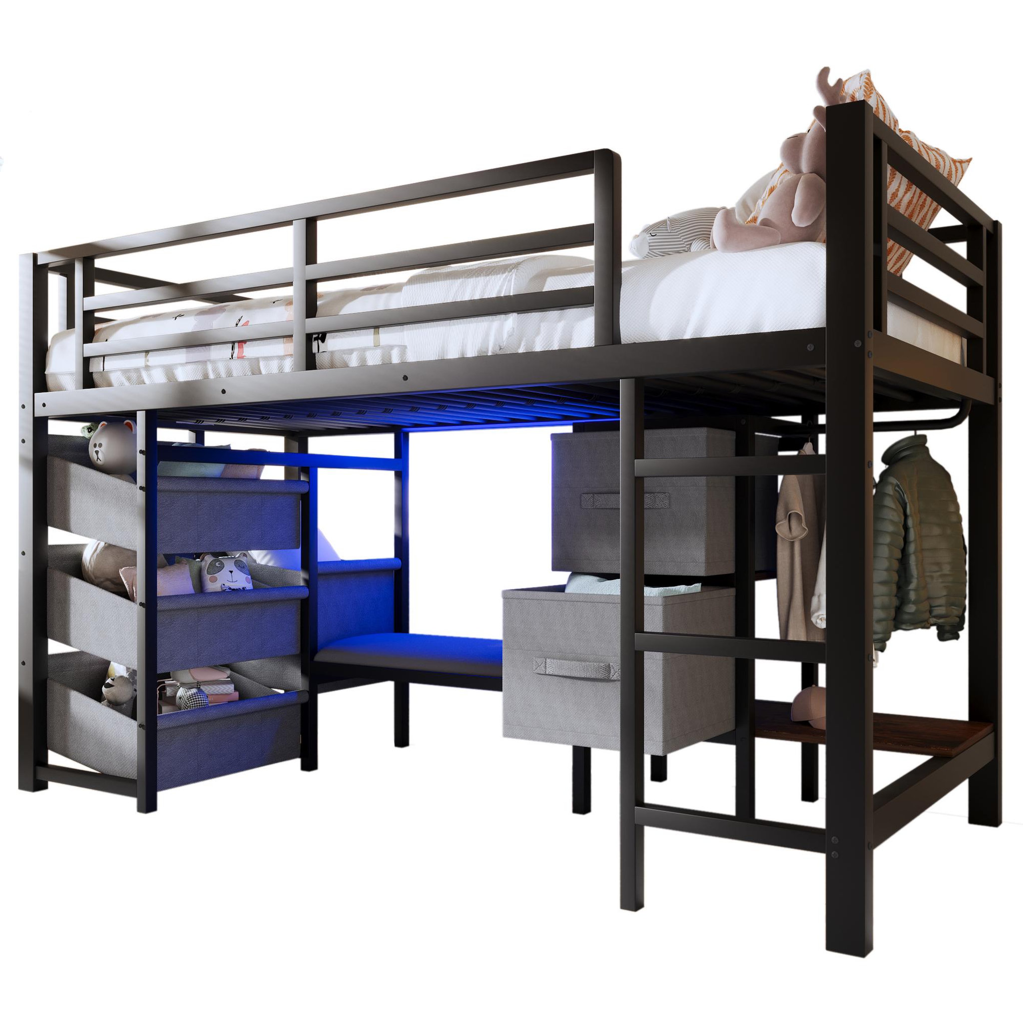 MERAX Lit mezzanine enfant. Coloris disponibles : Noir, Blanc