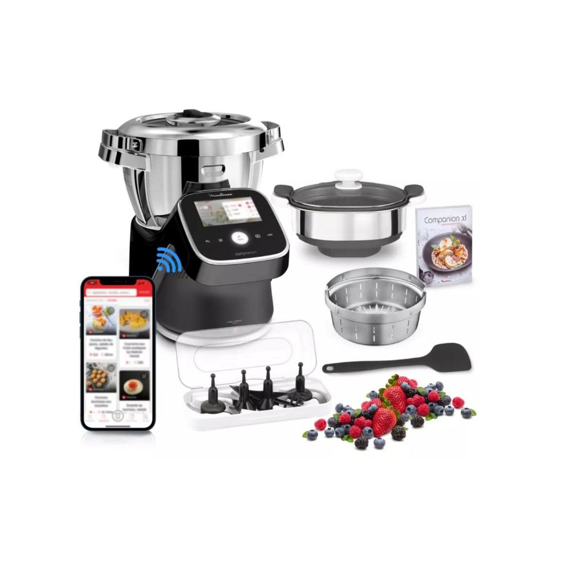 MOULINEX Robot cuiseur multifonction avec balance intégrée et écran tactile + 300 recettes - HF93F810