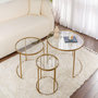 Voir la diapositive 4 : Habitat et Jardin Lot de 3 tables basses en métal  Aurum  - 80 x 80 x 43 cm - Or Transparent