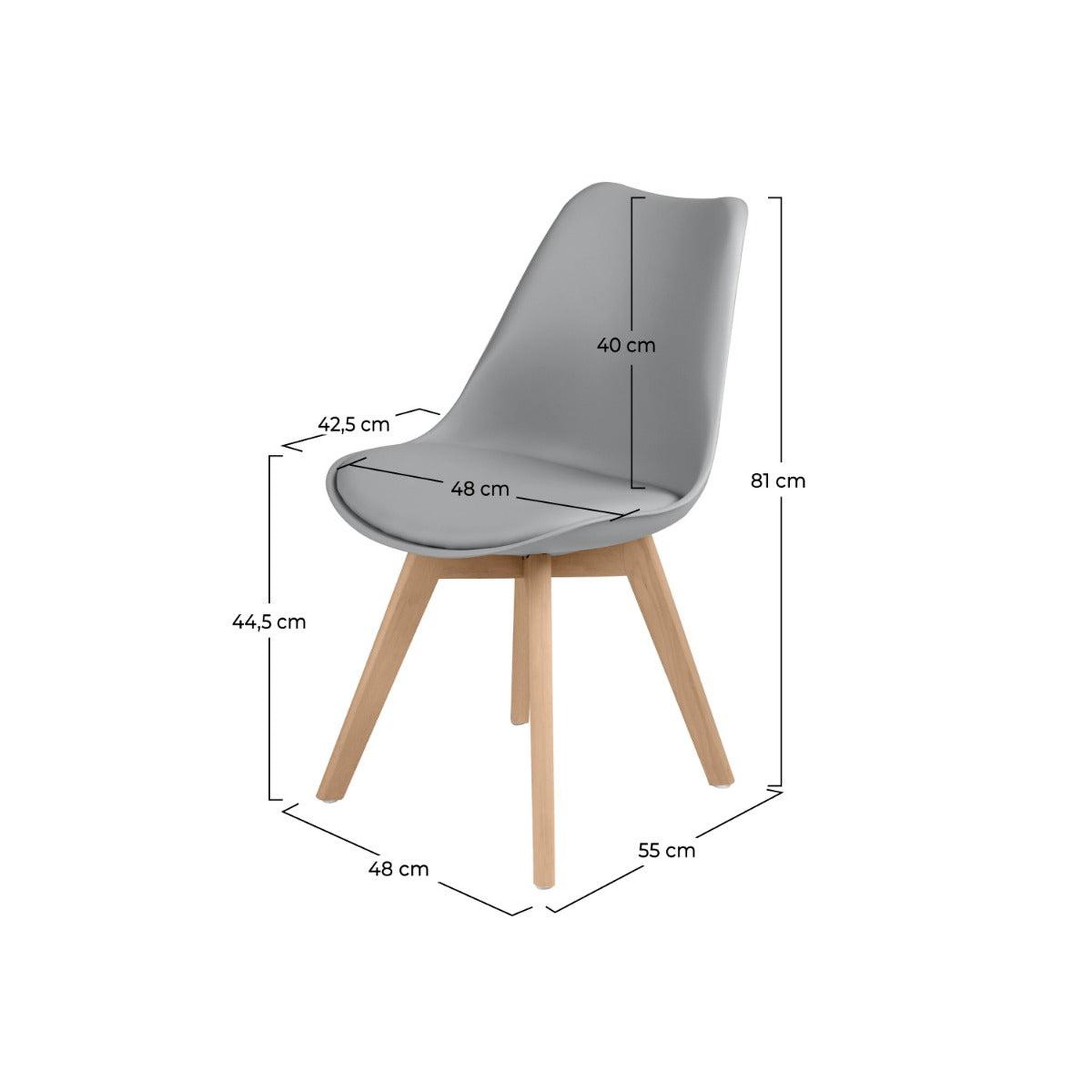 Voir la diapositive 4 : MAISON PAVANE Lot de 2 chaises gris clair et pieds bois-skandi
