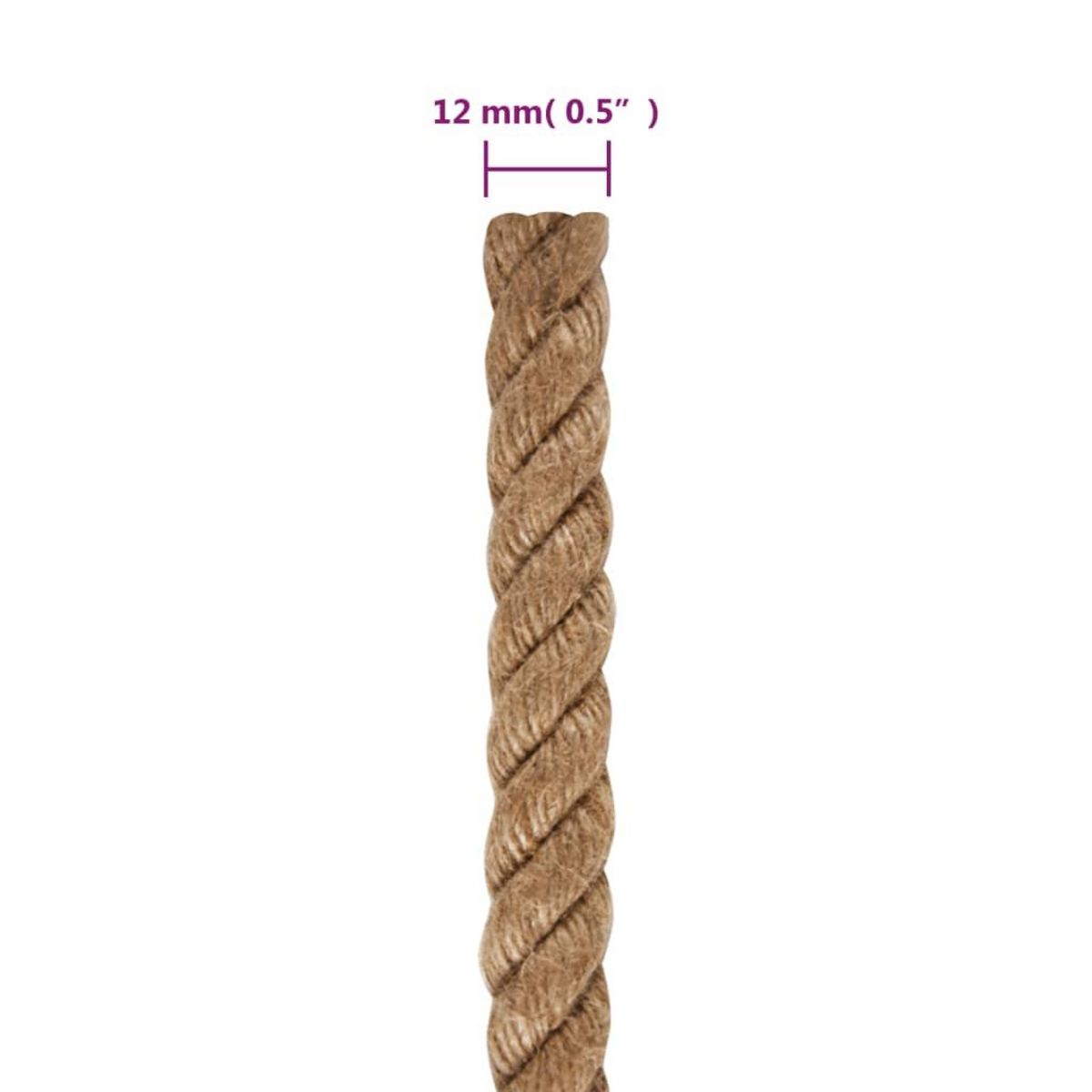 VIDAXL Corde de jute 50 m de long 12 mm d'epaisseur
