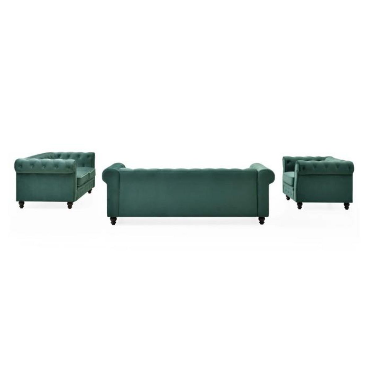 Paris Prix Canapé 3 Places Velours  Chesterfield  209cm Vert