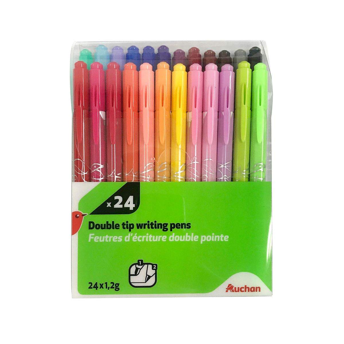AUCHAN Lot de 24 feutres d'écriture double