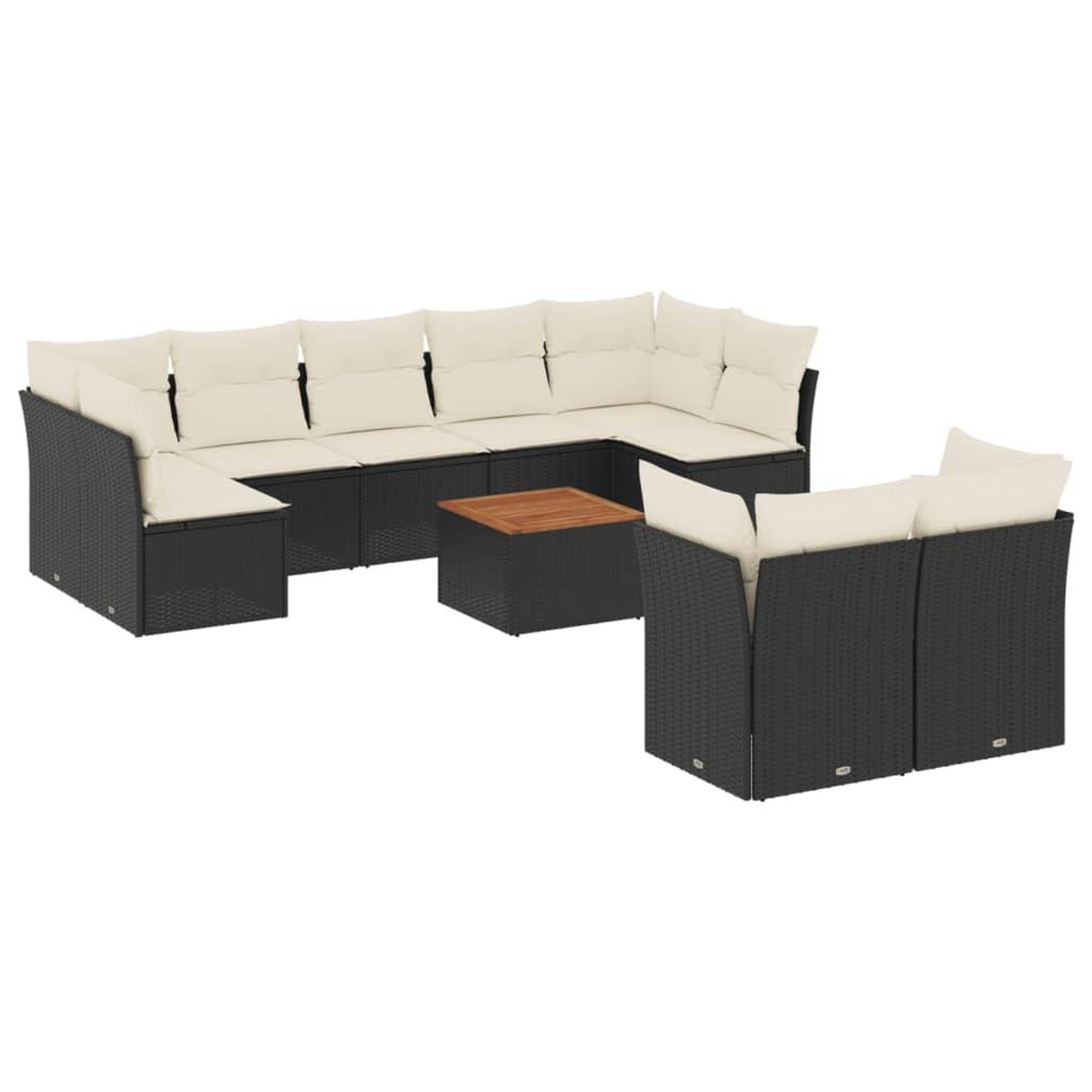 Voir la diapositive 2 : VIDAXL Salon de jardin 10 pcs avec coussins noir resine tressee