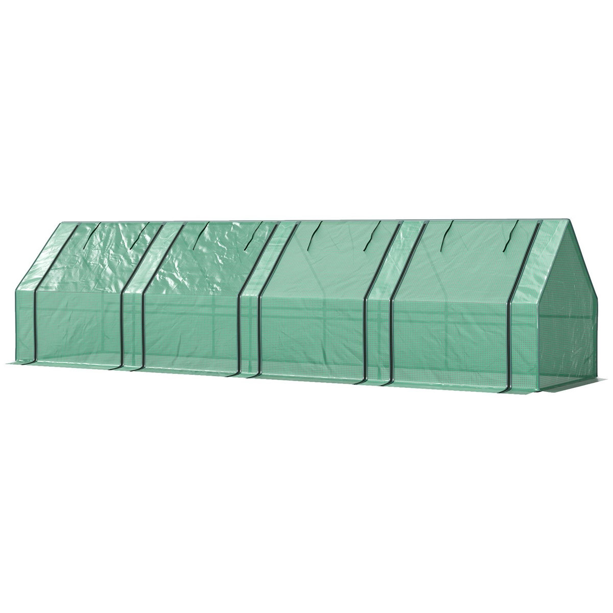OUTSUNNY Mini Serre tunnel de Jardin - 4 fenêtres avec Zip enroulables - Acier PE 140 g/m² Anti-UV - 360x90x90cm - Vert