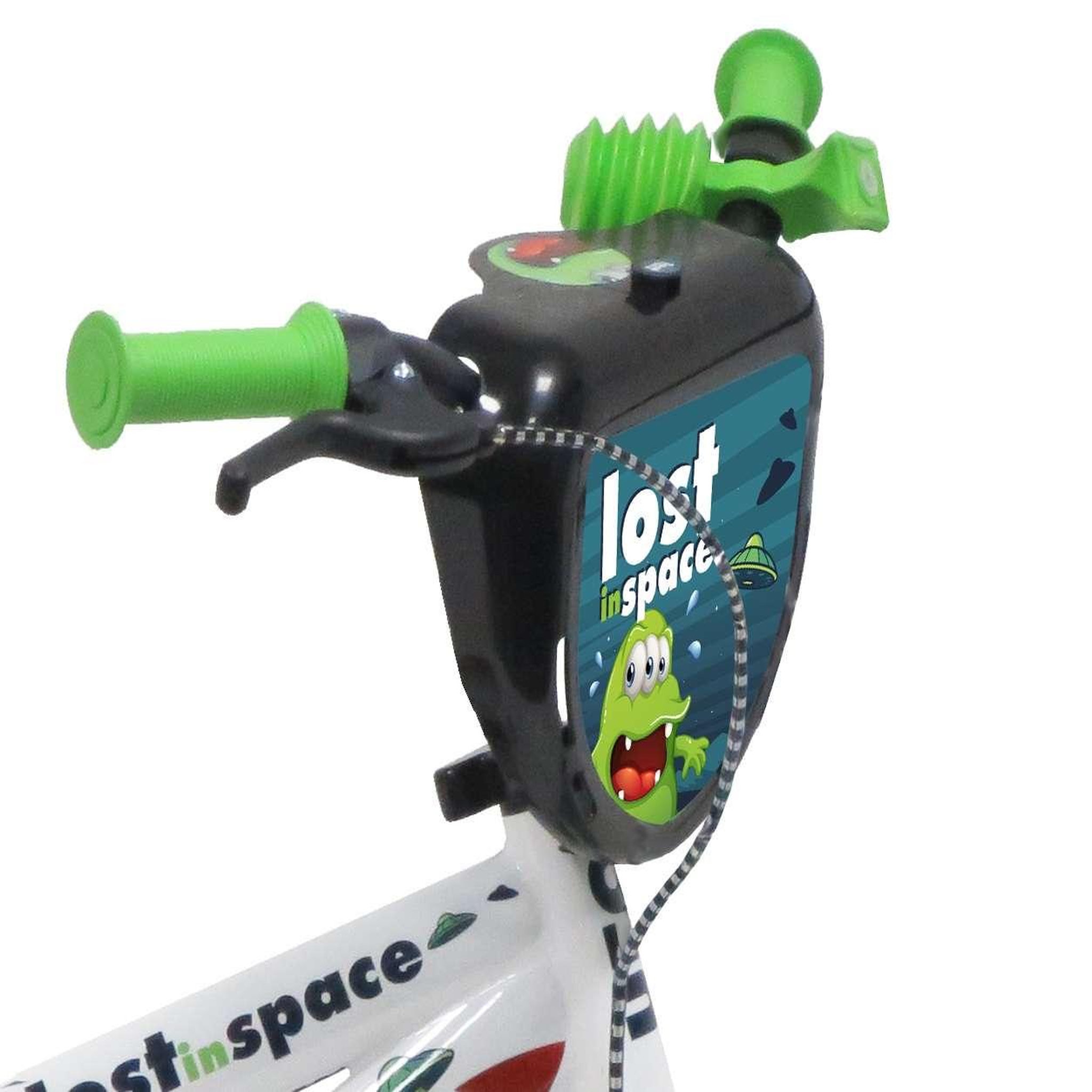 Voir la diapositive 3 : Vélo enfant - Modèle 12'' Garçon pour enfant de 85 à 100 cm avec stabilisateurs - Plaque décorative avant - Bidon arrière - 1 frein et roues à bâtons