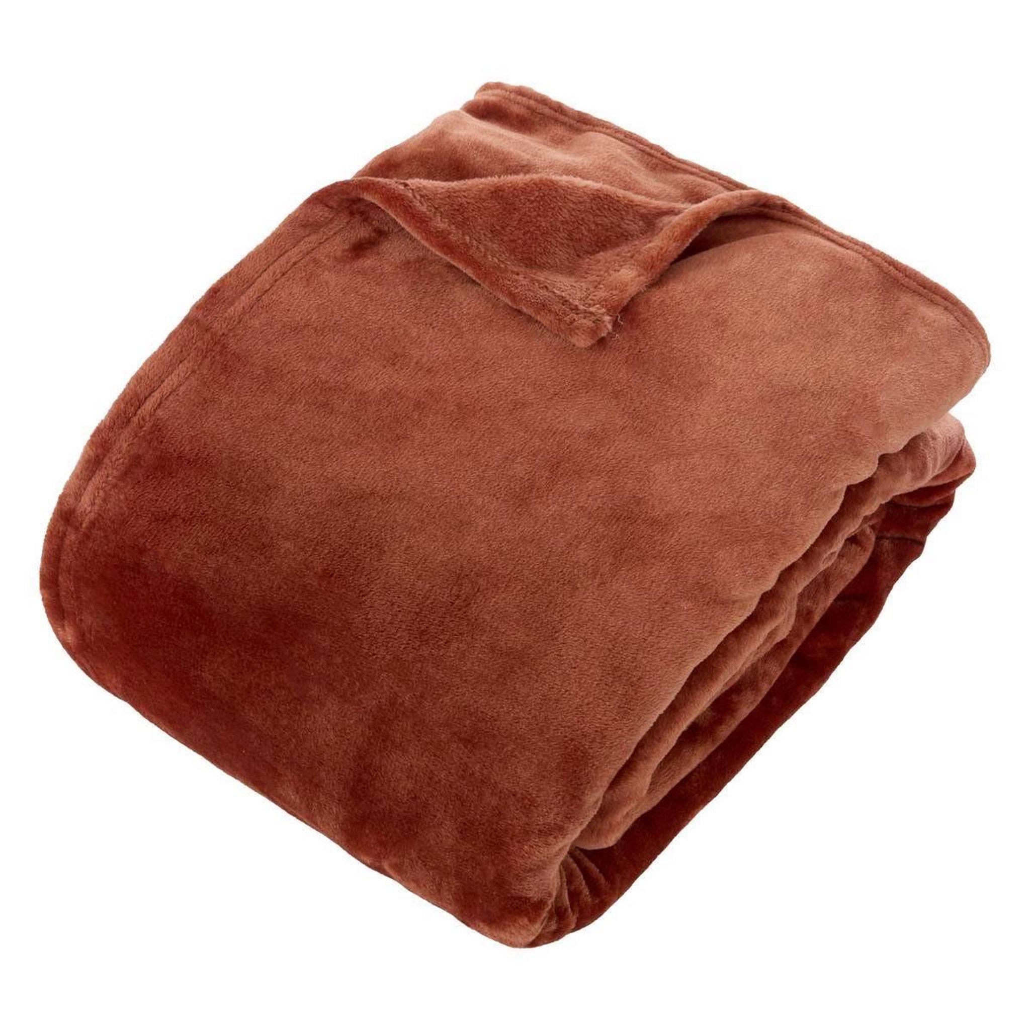 ATMOSPHERA Plaid en flanelle uni  ollis  240x260cm terracotta