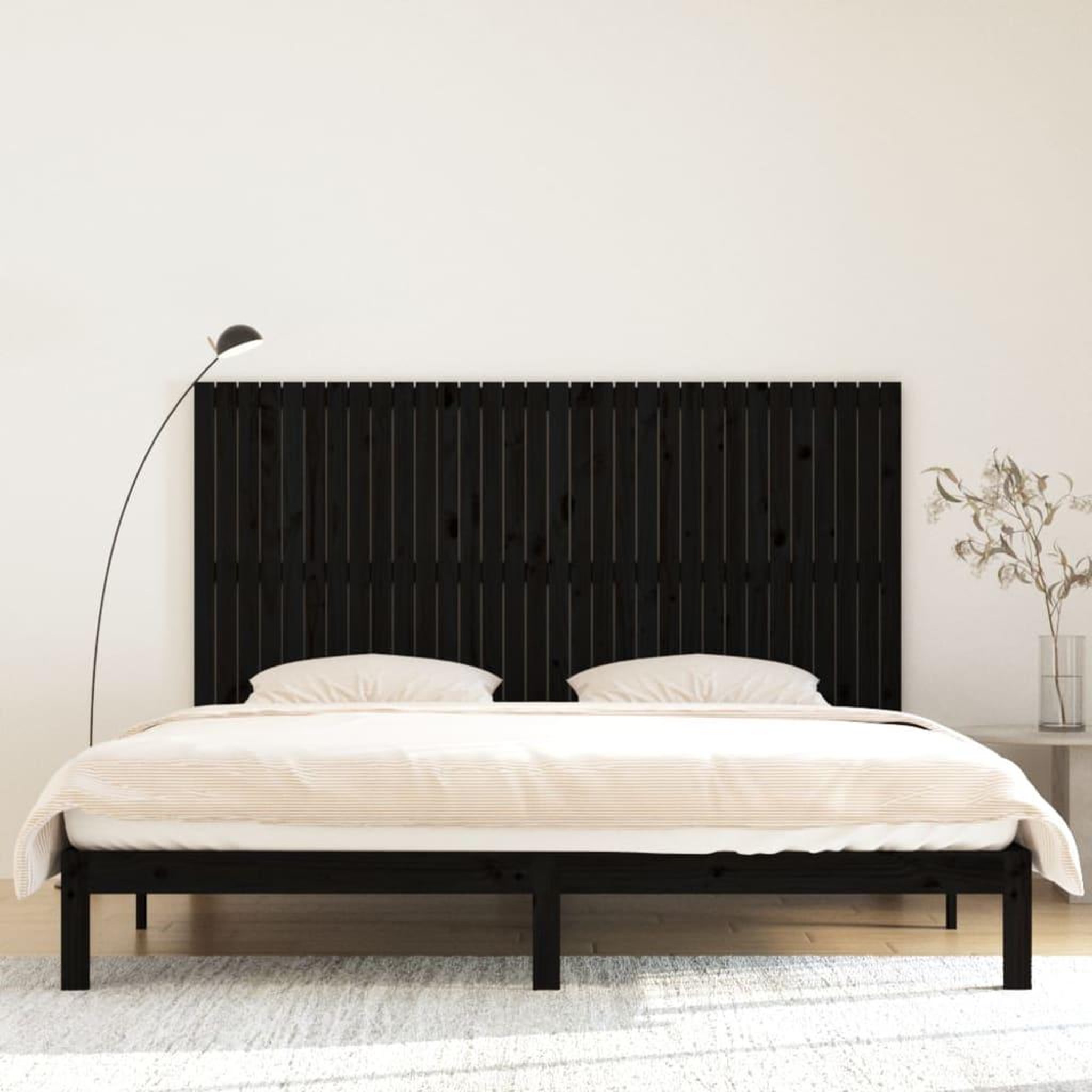 Voir la diapositive 3 : VIDAXL Tete de lit murale Noir 204x3x110 cm Bois massif de pin