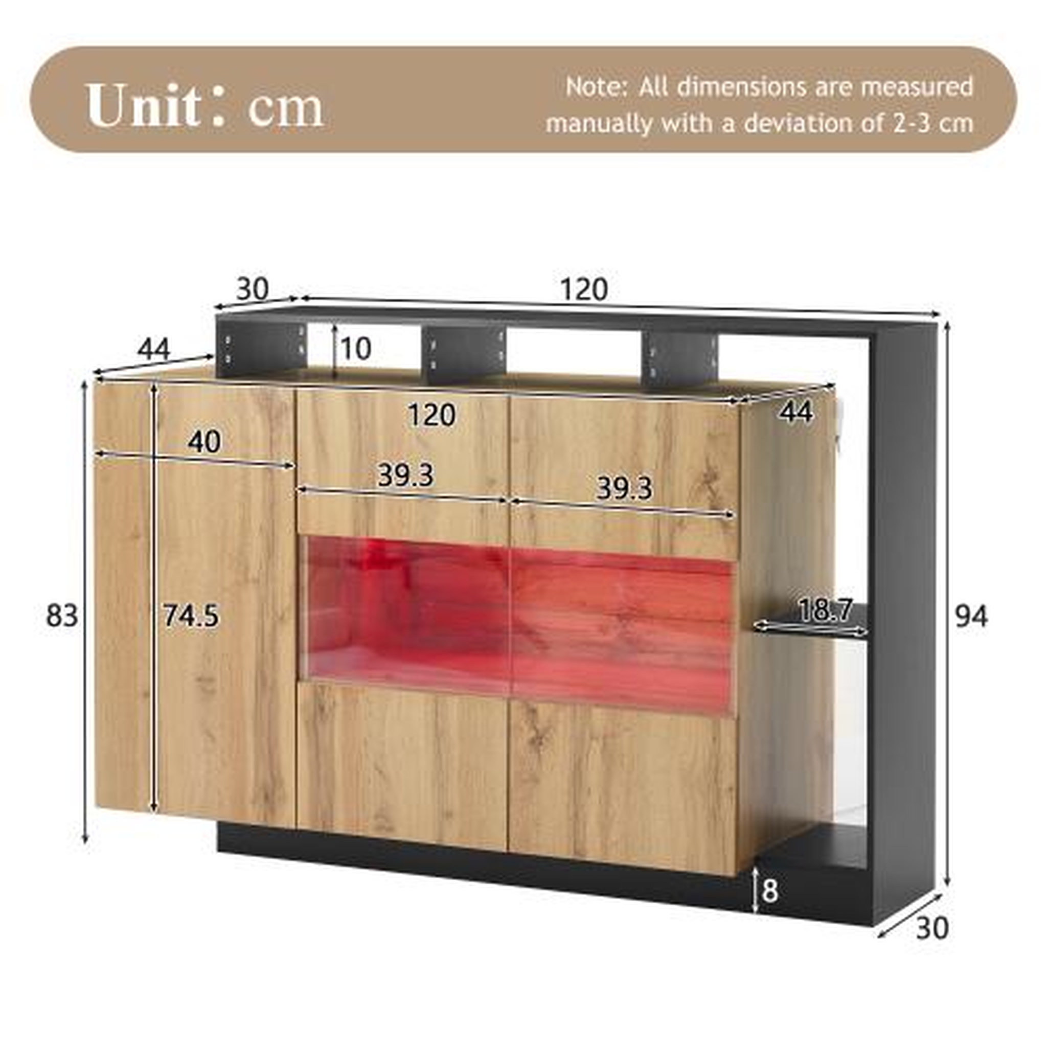 Voir la diapositive 3 : MERAX Buffet 3 porte(s) 0 tiroir(s) - 140 cm naturel led mdf