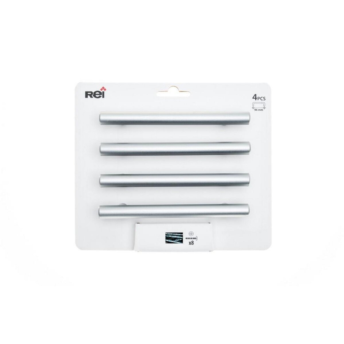 CENTRALE BRICO Lot de 4 poignées de meuble entraxe 96 mm inox brut