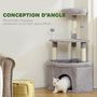 Voir la diapositive 4 : PAWHUT Arbre à chat d'angle H.114cm griffoirs grattoir grande niche plateformes gris
