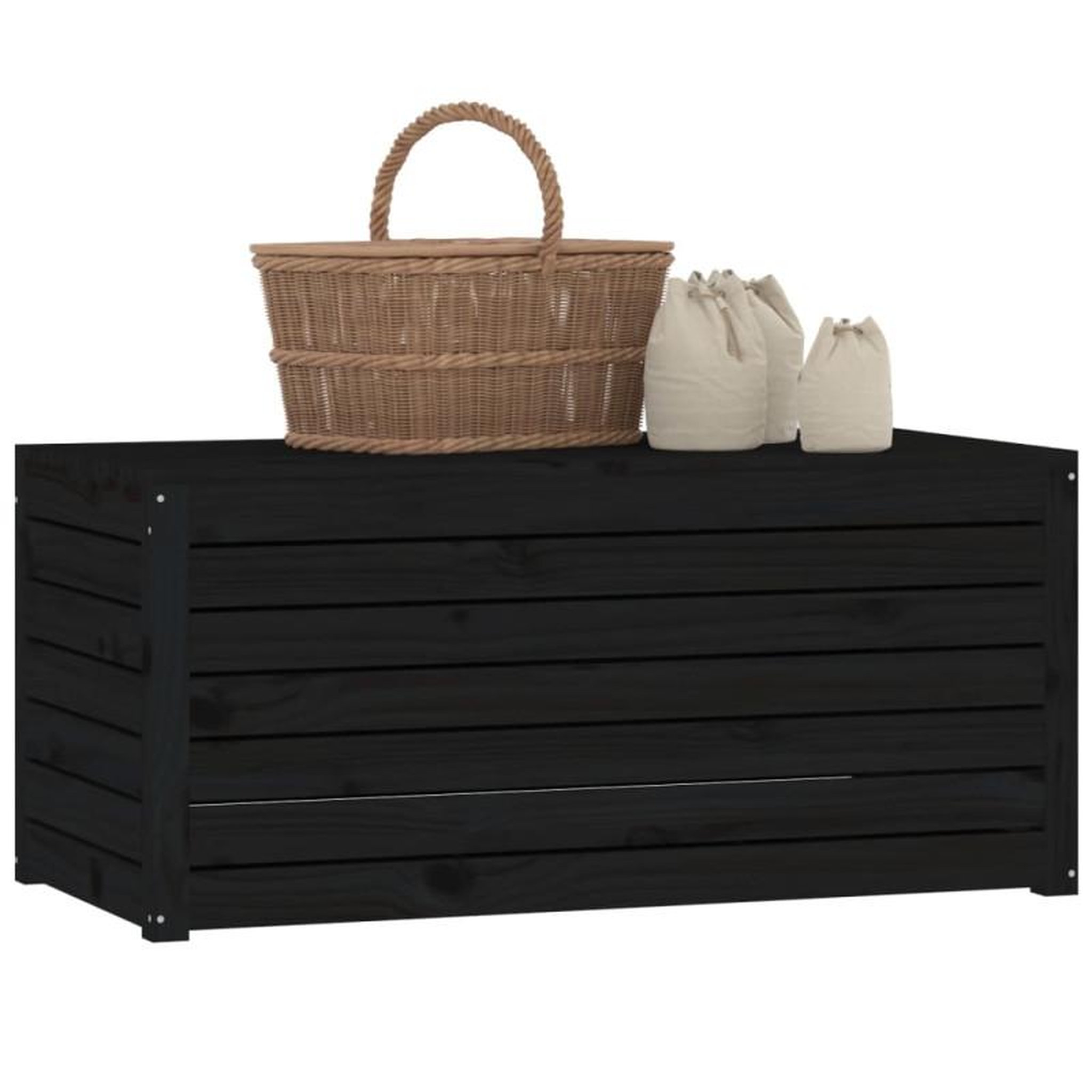 Voir la diapositive 4 : VIDAXL Boîte de jardin noir 101x50,5x46,5 cm bois massif de pin