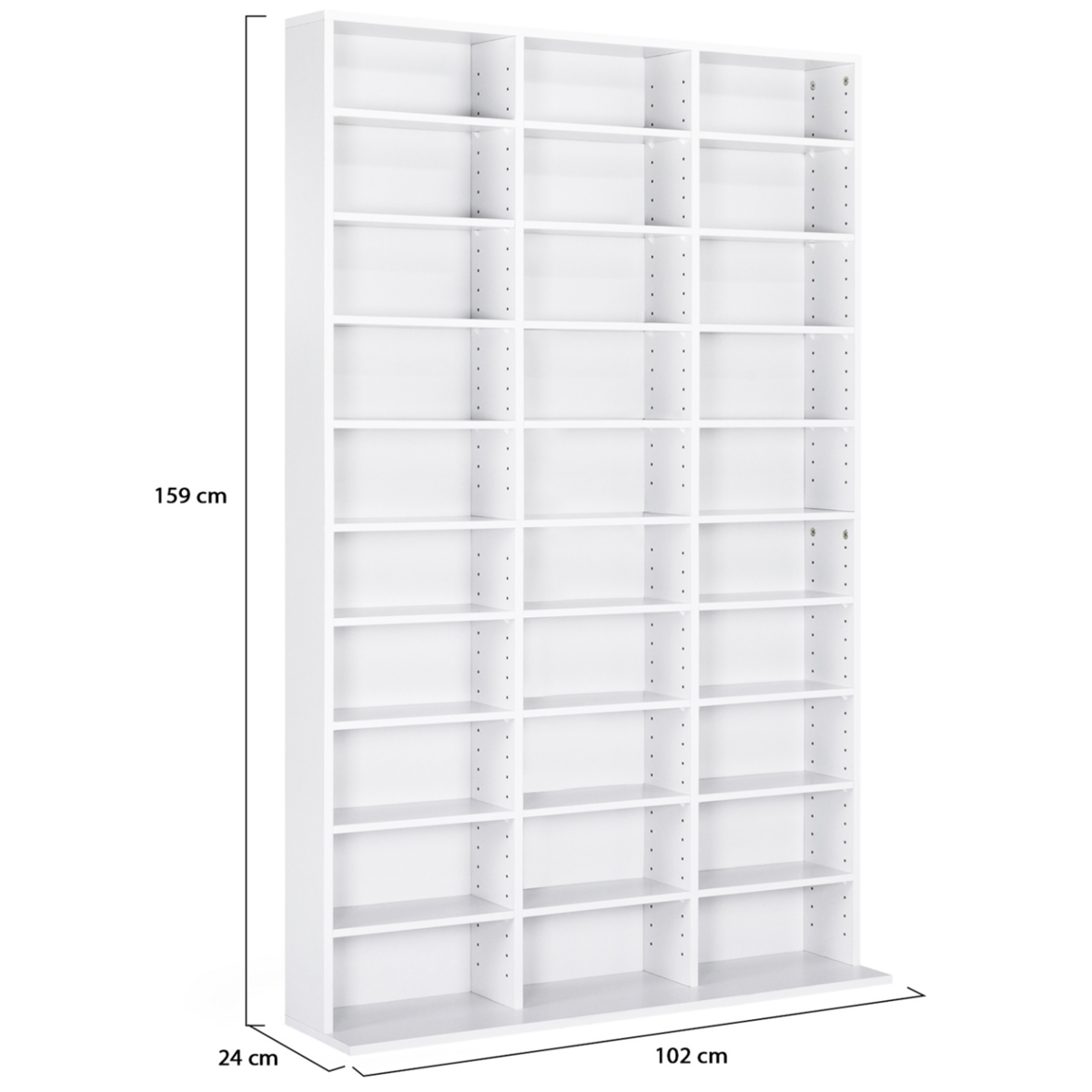 ID MARKET Bibliothèque étagère CD CEYLIA 30 cases avec étagères modulables bois blanc