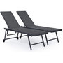 Voir la diapositive 1 : Habitat et Jardin Lot de 2 bains de soleil textilène aluminium  Jolia  - Gris foncé