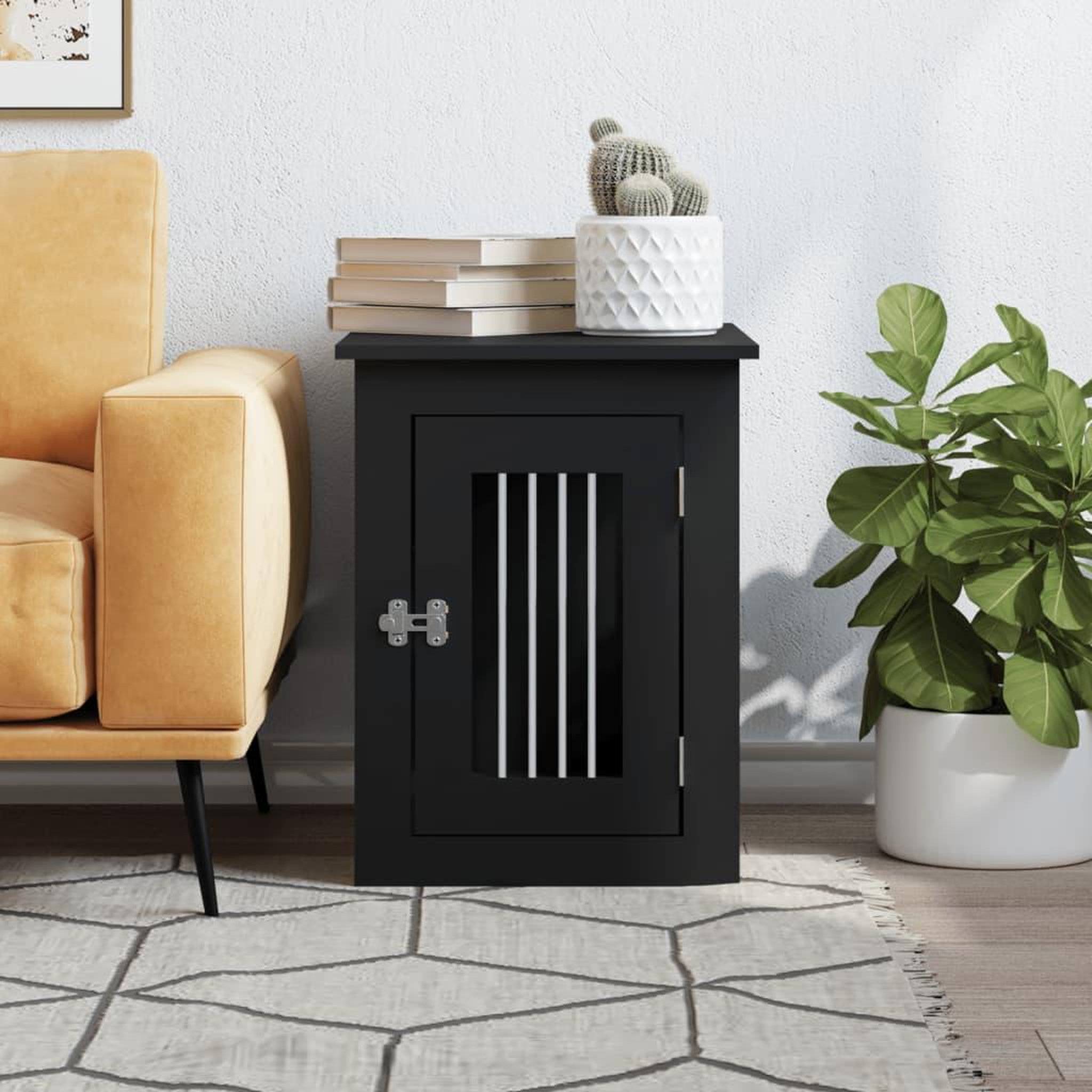 Voir la diapositive 3 : VIDAXL Meuble de cage pour chiens noir 45x62x59 cm bois d'ingenierie
