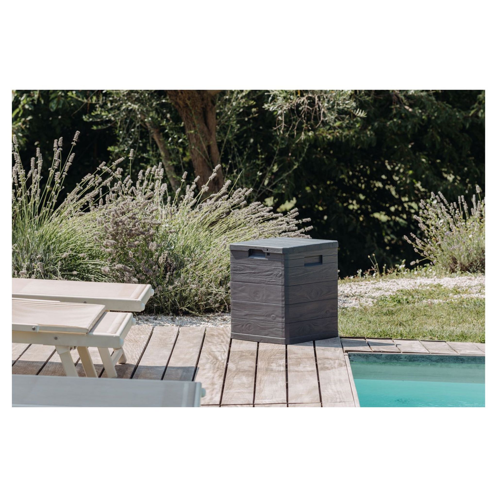 TOOMAX Coffre de rangement jardin résine - Anthracite - 90L - MULTIBOX WOODY 90