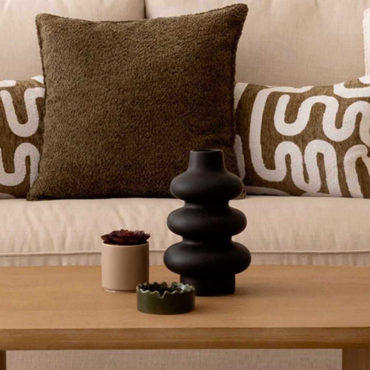 ATMOSPHERA Vase Design en Dolomite  Clothilde  25cm Noir