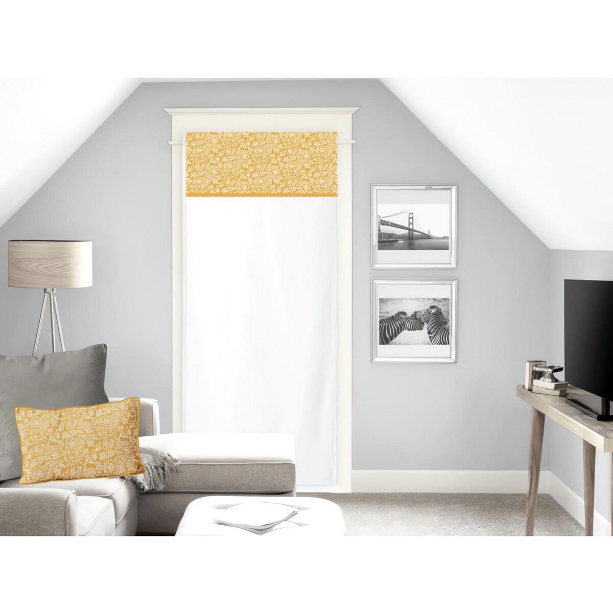 SOLEIL D'OCRE Voilage porte-fenêtre pur coton 70x200 cm VINTAGE moutarde, par Soleil d'Ocre
