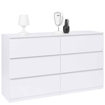 ID MARKET Commode 6 tiroirs TOMI XXL 140 cm bois blanc